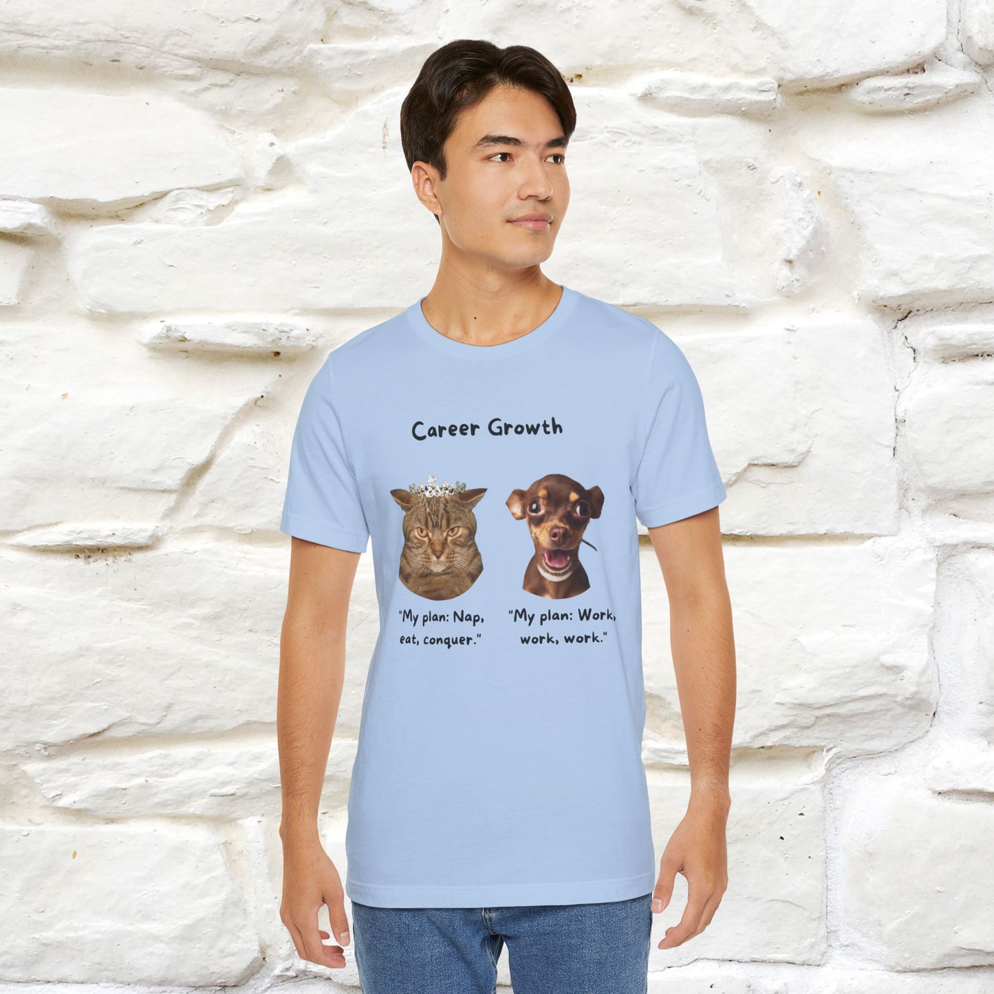 "Career Growth: Cat vs. Dog" | Cat T-Shirt | Nunu&Miao Studio - Nunu&Miao Studio