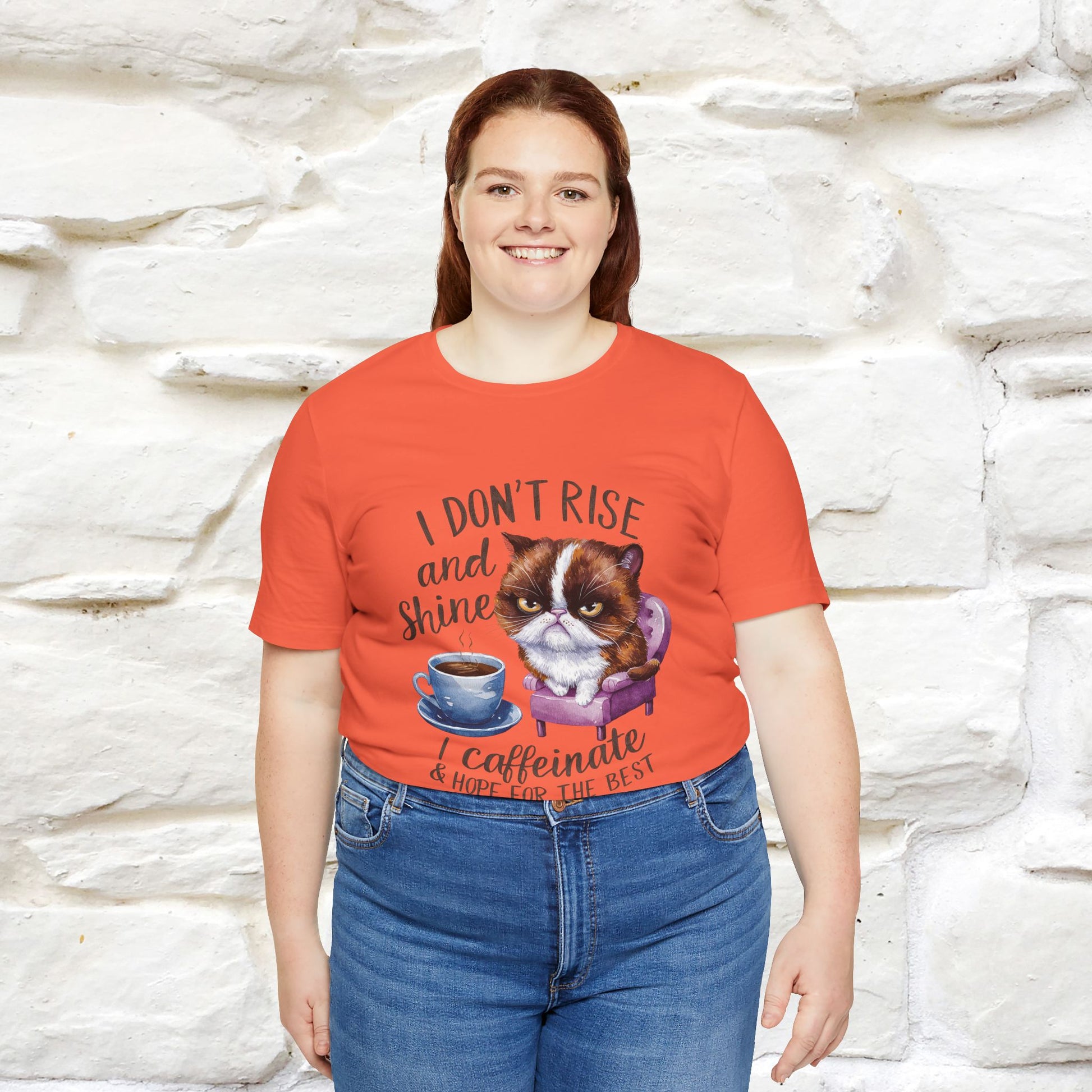 I Don’t Rise and Shine, I Caffeinate ....| Funny Cat T-Shirt| Nunu&Miao Studio - Nunu&Miao Studio