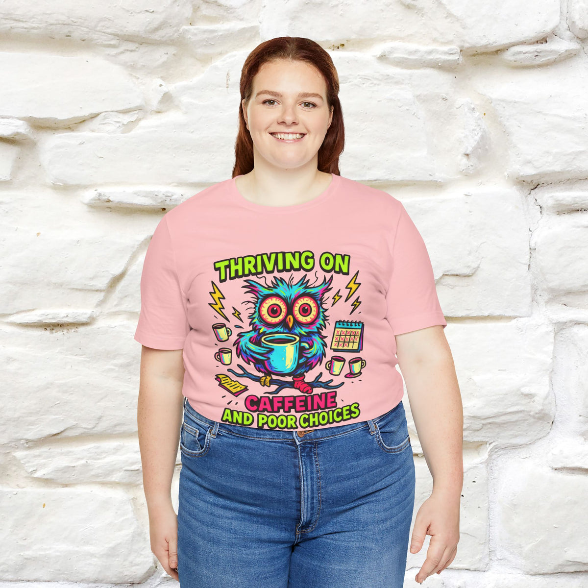 ''Thriving On Caffeine And Poor Choices''|  Sarcastic Cat T-Shirt | Nunu&Miao Studio