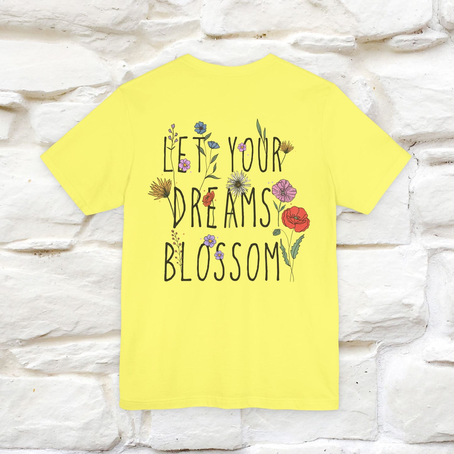 "Let Your Dreams Blossom'' Cat T-Shirt Front and Back Design | Nunu&Miao Studio - Nunu&Miao Studio