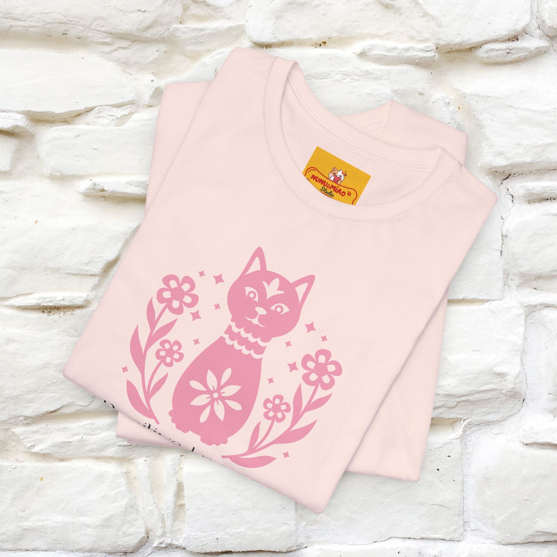 "Positive Energy'' Cat T-Shirt Front and Back Design | Nunu&Miao Studio - Nunu&Miao Studio