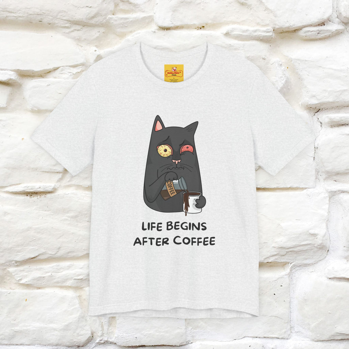 ''Life Begings After Coffe''  Cat T-shirt for Men and Women  100% Cotton*