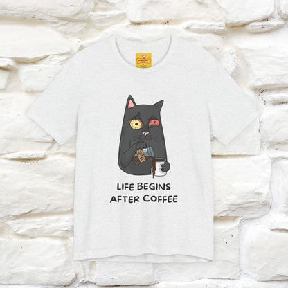 ''Life Begings After Coffe''  Cat T-shirt for Men and Women  100% Cotton*