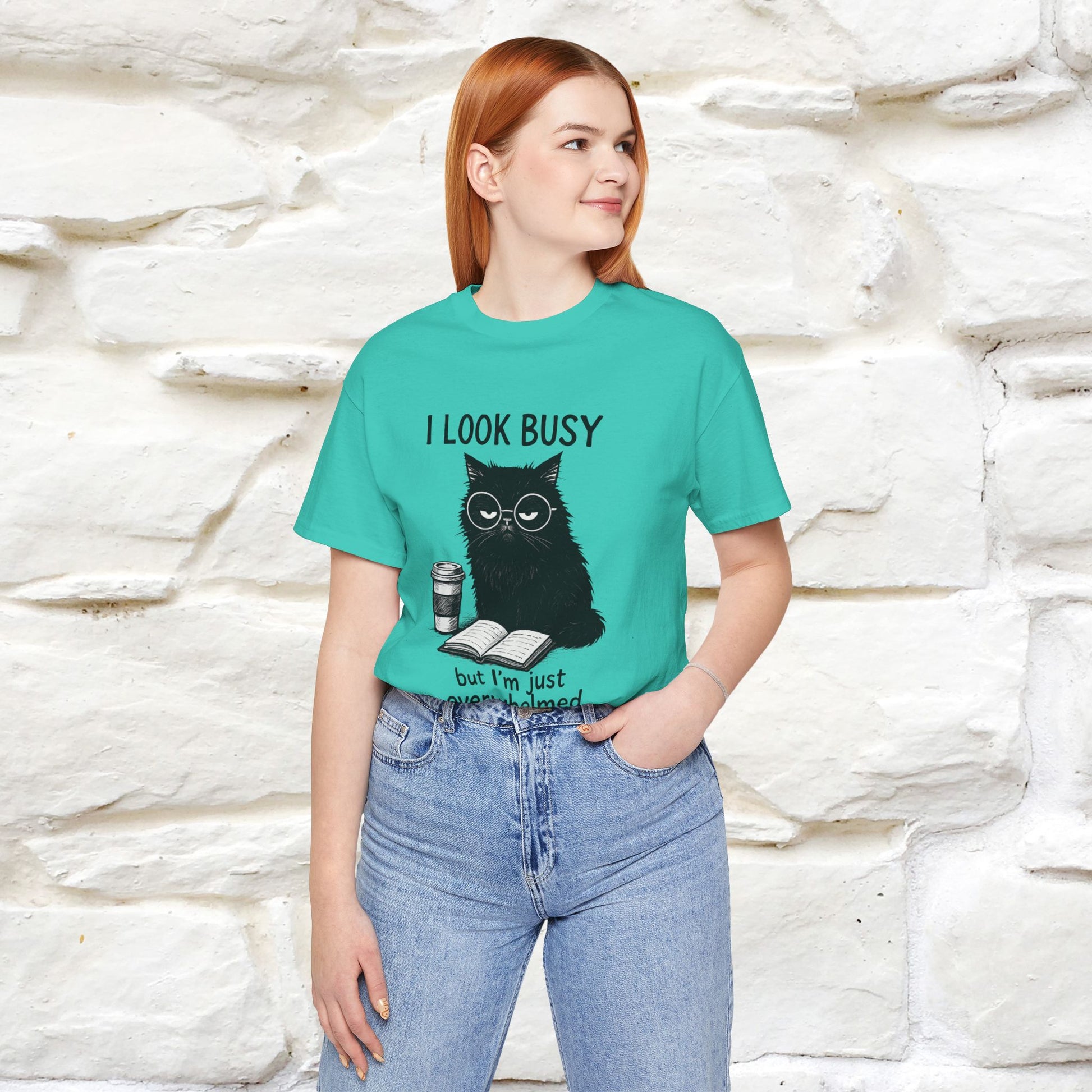 "I Look Busy But I'm Just Overwhelmed" |Cat T-Shirt | Nunu&Miao Studio - Nunu&Miao Studio
