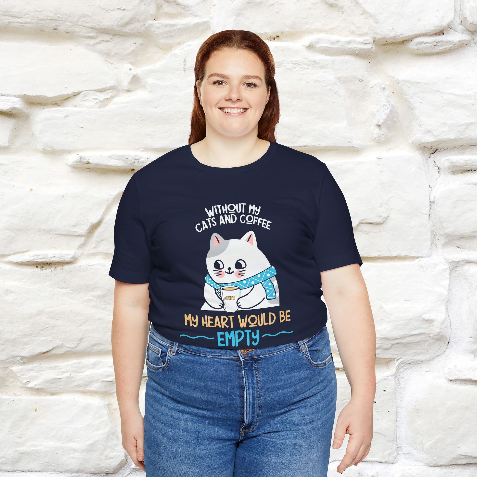 "Without My Cats and Coffee, My Heart Would Be Empty" Cat T-shirt | Nunu&Miao Studio - Nunu&Miao Studio