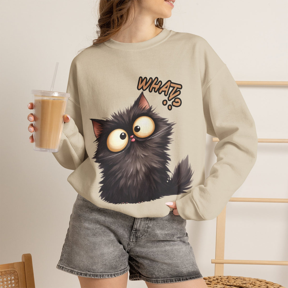 "What'' |Cat Sweatshirt | Nunu&Miao Studio