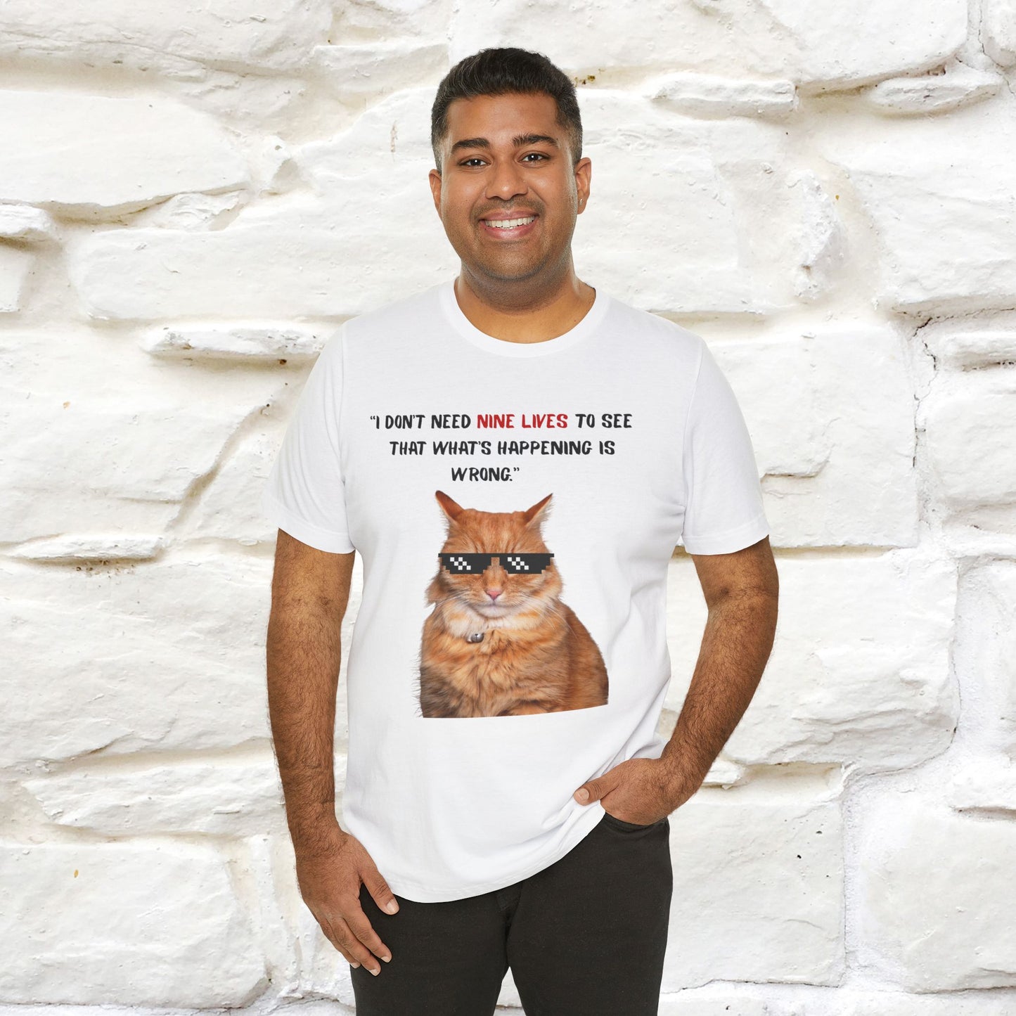 "“I don’t need nine lives....” " Cat T-shirt | Front & Back Design |Nunu&Miao Studio - Nunu&Miao Studio
