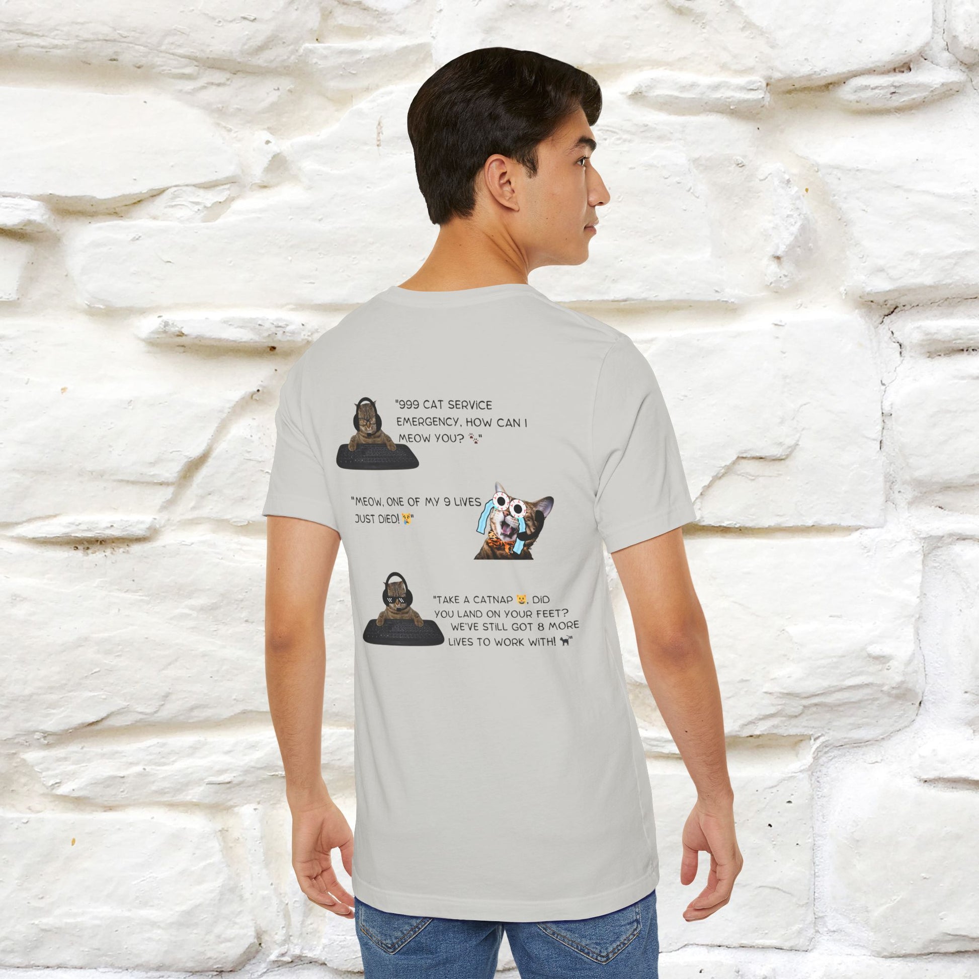 ''911 Emergency'' | Front & Back Design | Cat T-Shirt | Nunu&Miao Studio - Nunu&Miao Studio