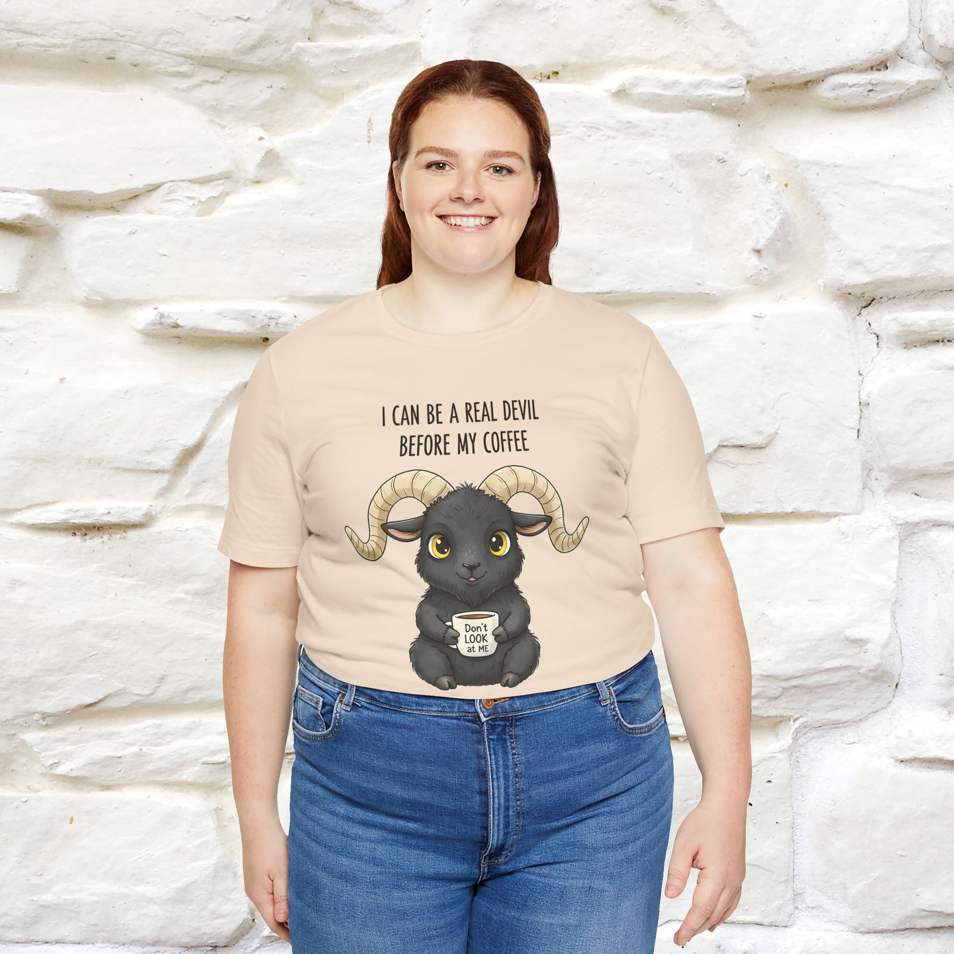 "I Can Be a Real Devil Before My Coffe" Funny T-shirt |Nunu&Miao Studio - Nunu&Miao Studio