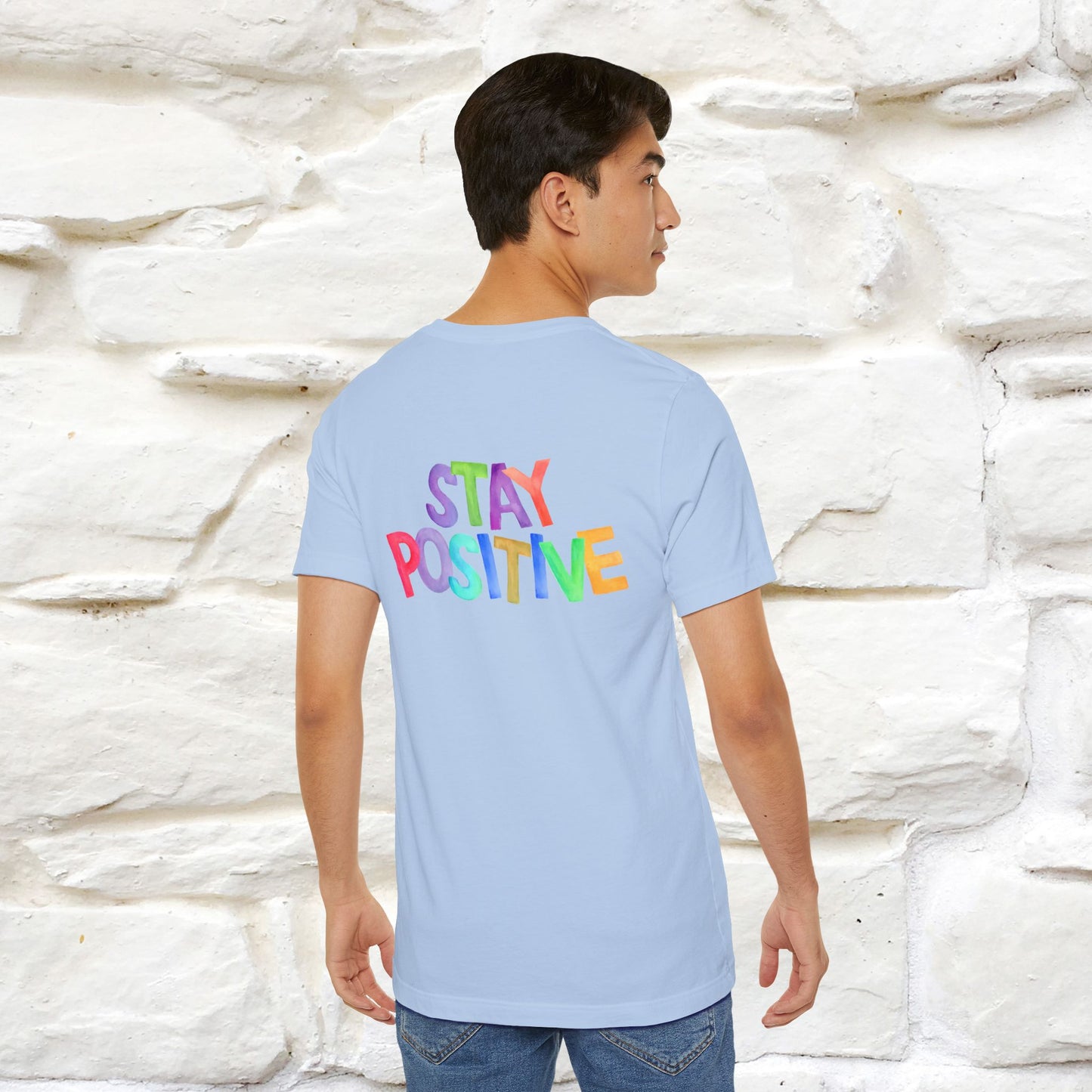 "Stay Positive'' Cat T-Shirt | Front & Back Design | Nunu&Miao Studio - Nunu&Miao Studio