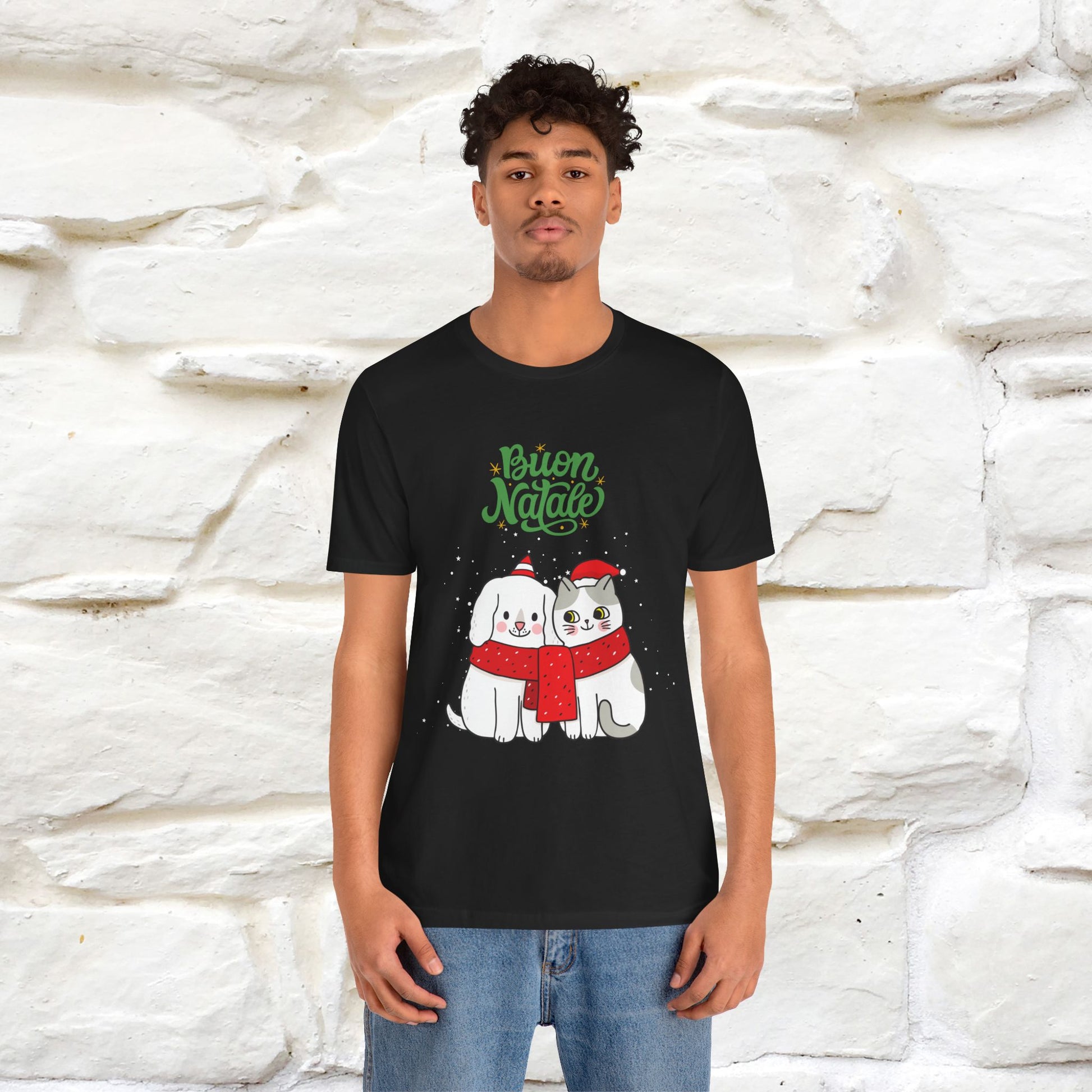 ''Buon Natale Cat and Dog'' Christmas T-shirt  | Nunu&Miao Studio - Nunu&Miao Studio