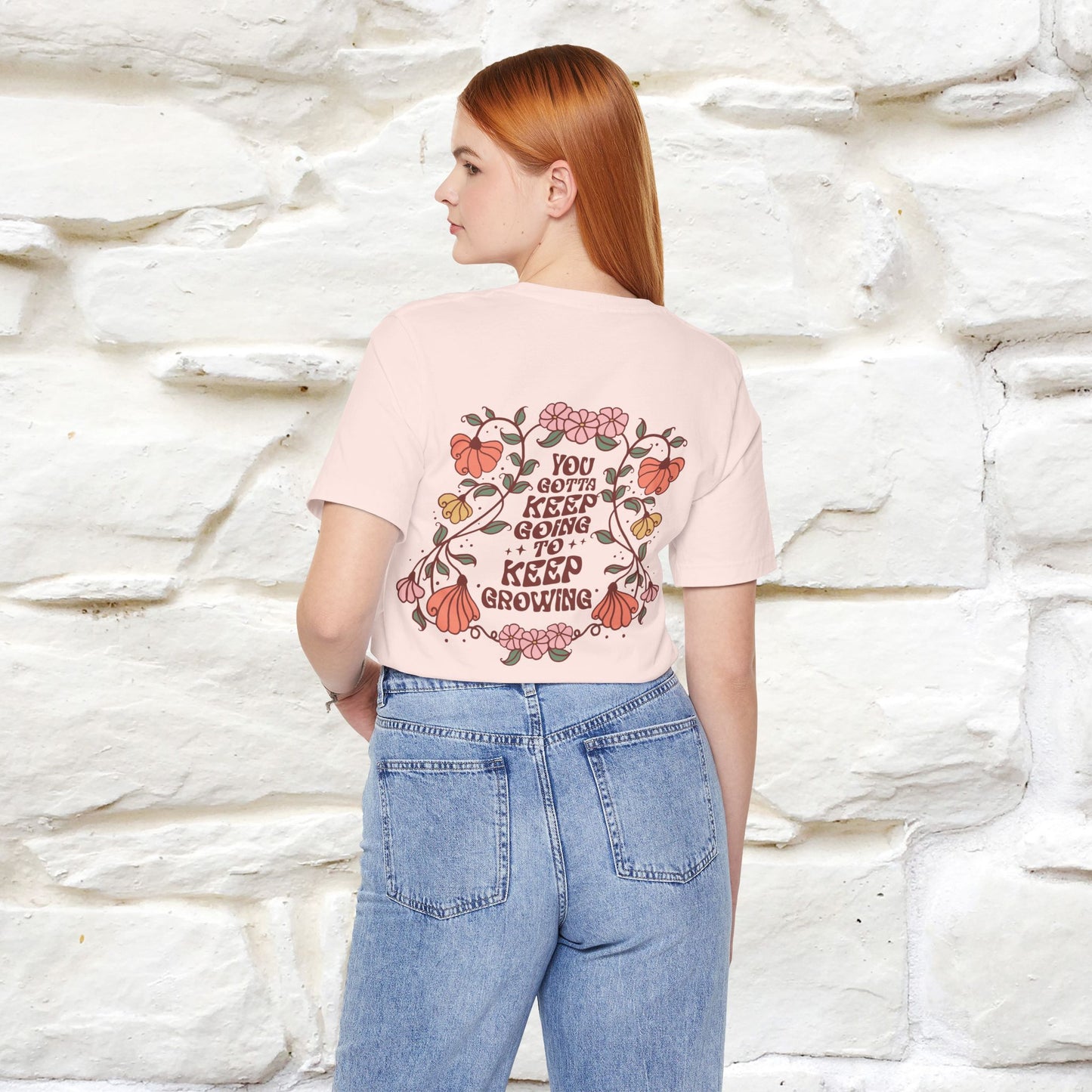 ''You Gotta Keep Going To Keep Growing" Cat T-Shirt| Front & Back Design | Nunu&Miao Studio - Nunu&Miao Studio