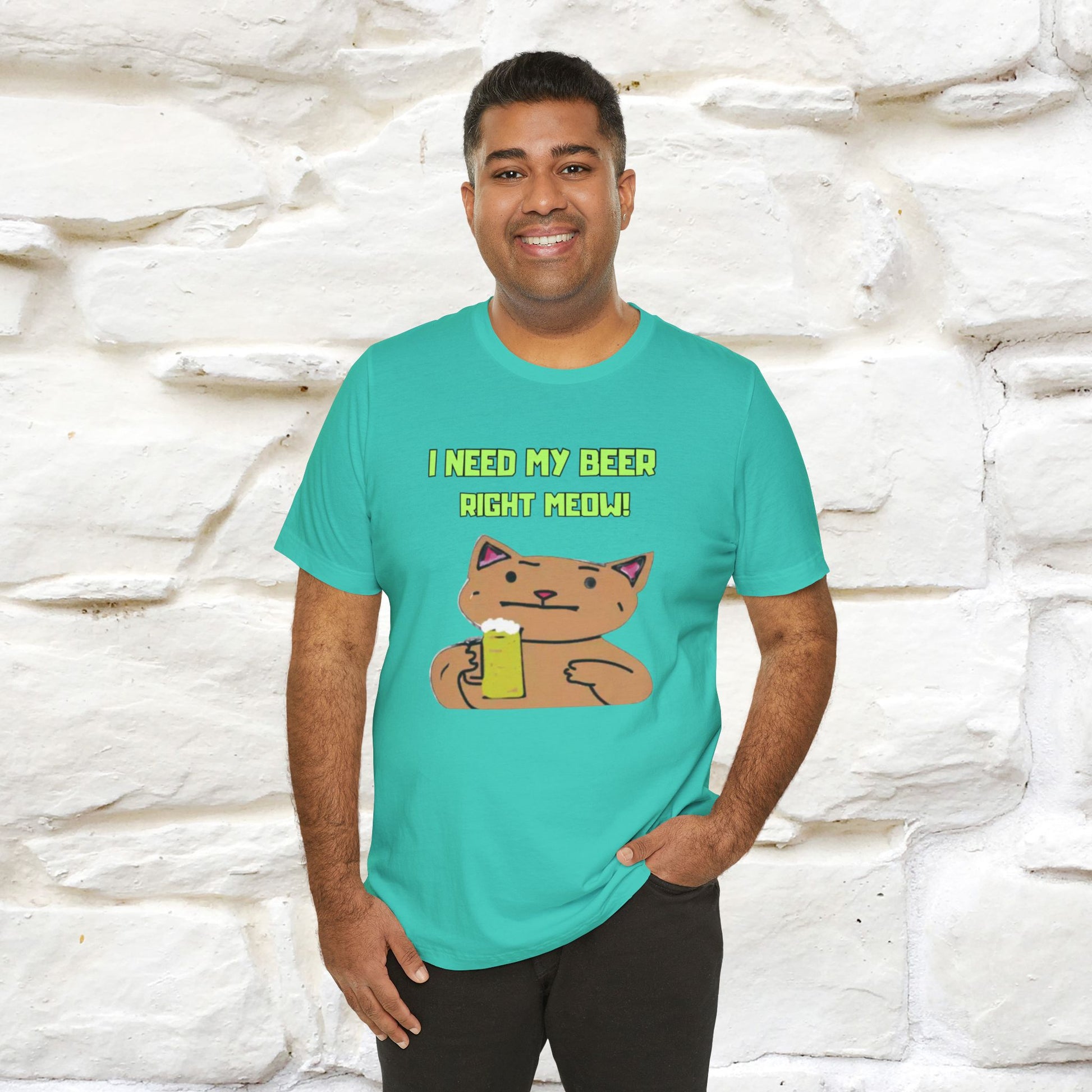 "I Need My Beer Right Meow!" Cat  T-shirt |Nunu&Miao Studio - Nunu&Miao Studio
