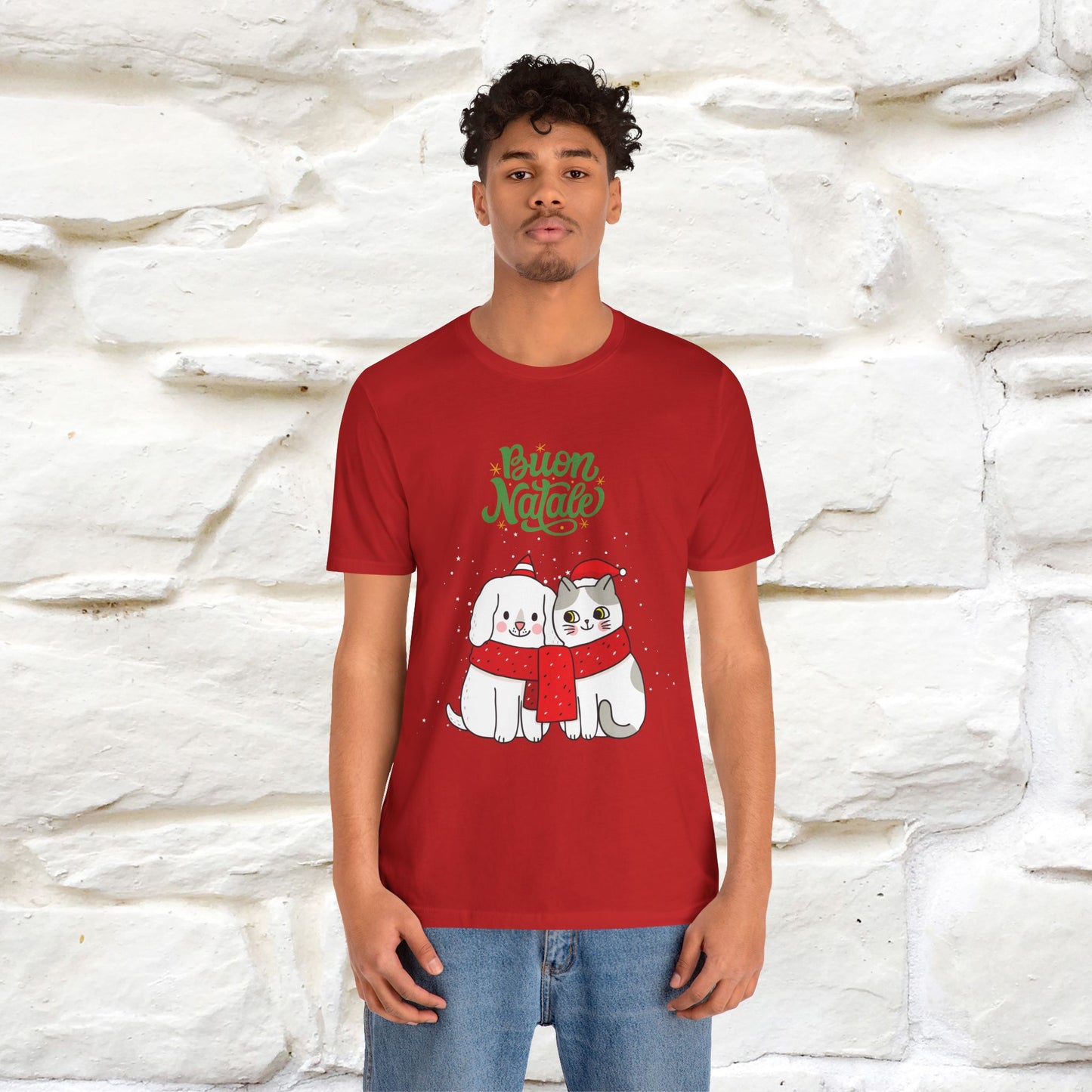 ''Buon Natale Cat and Dog'' Christmas T-shirt  | Nunu&Miao Studio - Nunu&Miao Studio