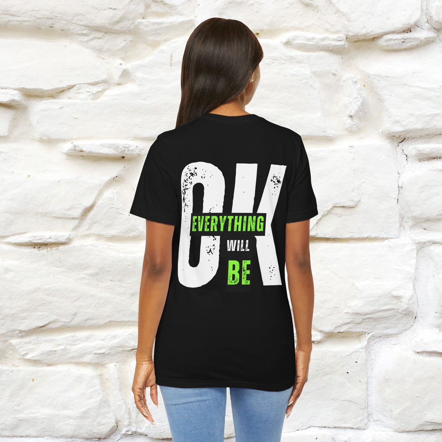 ''Everything Will Be Ok '' Cat T-Shirt Front and Back Design | Nunu&Miao Studio - Nunu&Miao Studio