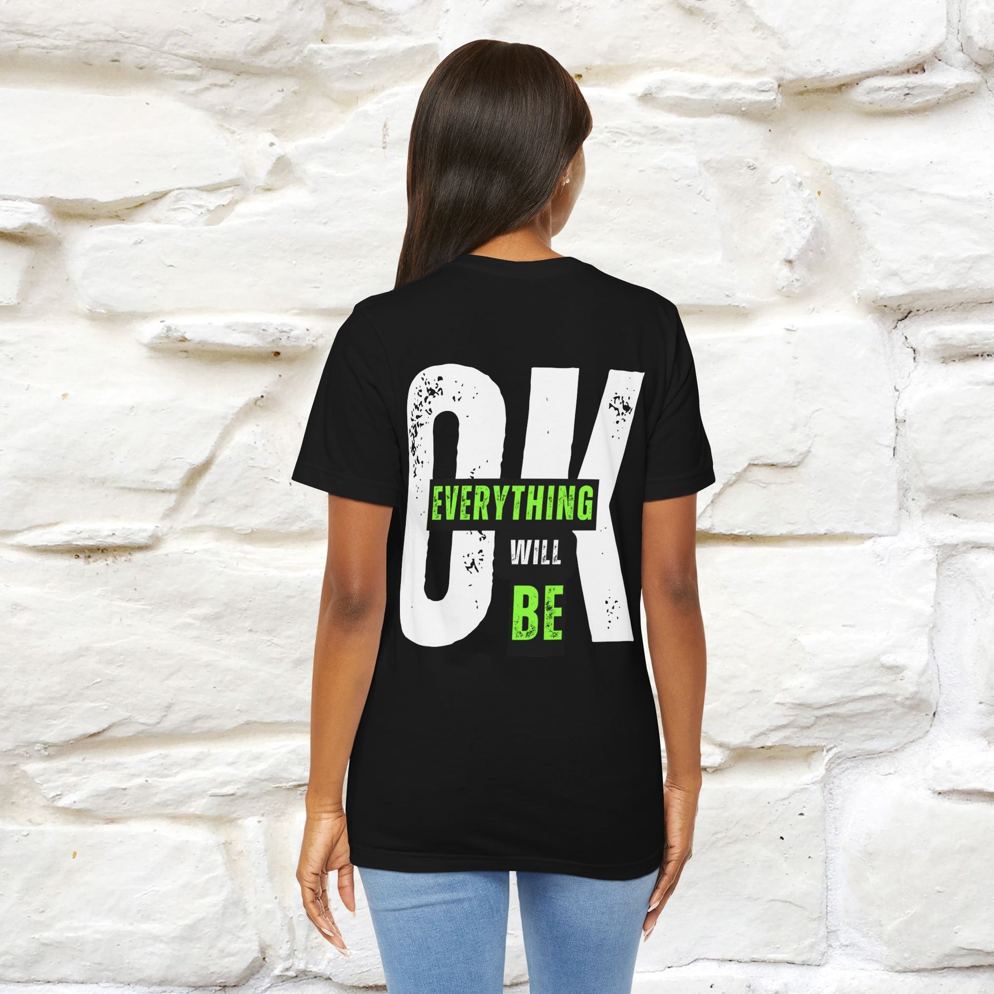 ''Everything Will Be Ok '' Cat T-Shirt Front and Back Design | Nunu&Miao Studio - Nunu&Miao Studio