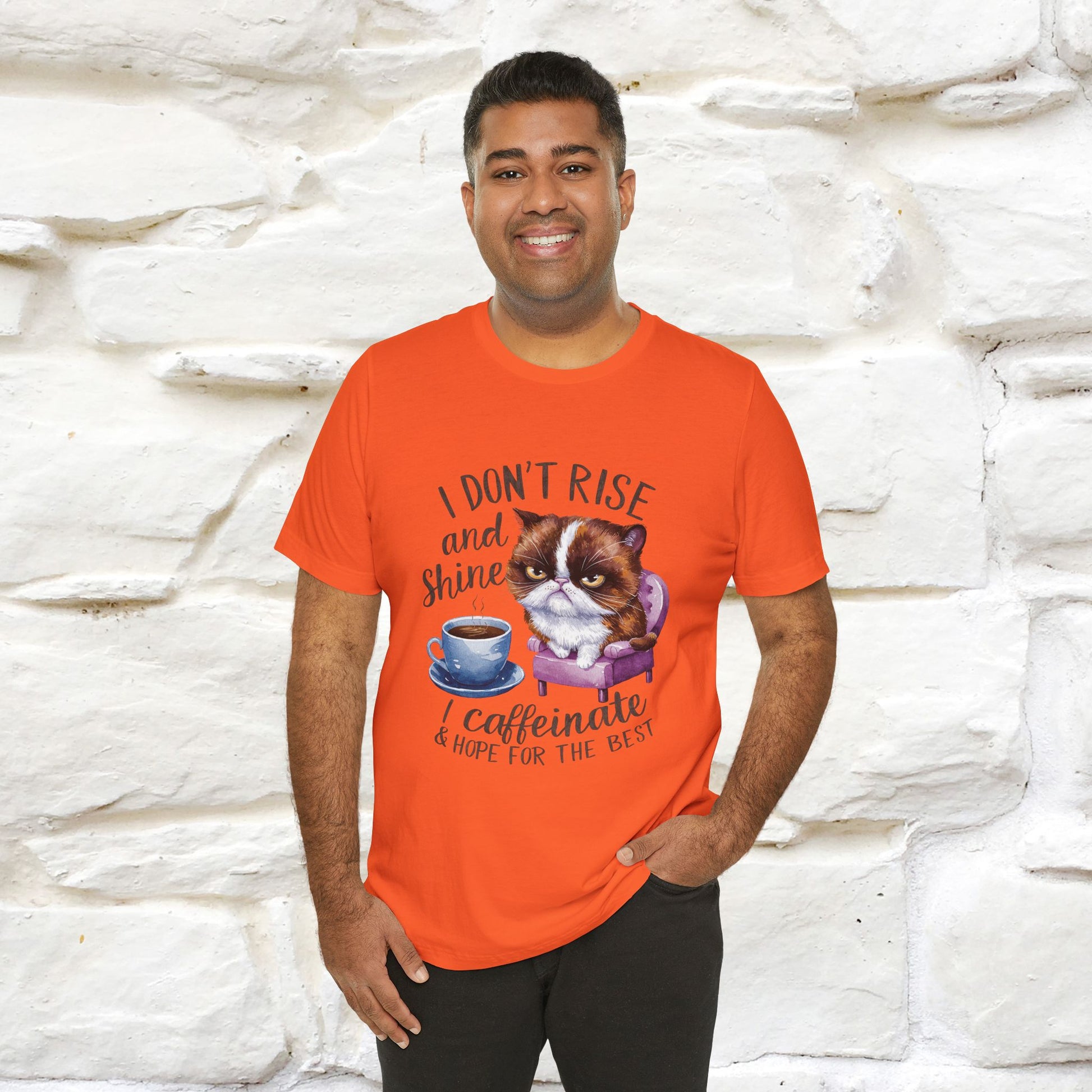 I Don’t Rise and Shine, I Caffeinate ....| Funny Cat T-Shirt| Nunu&Miao Studio - Nunu&Miao Studio
