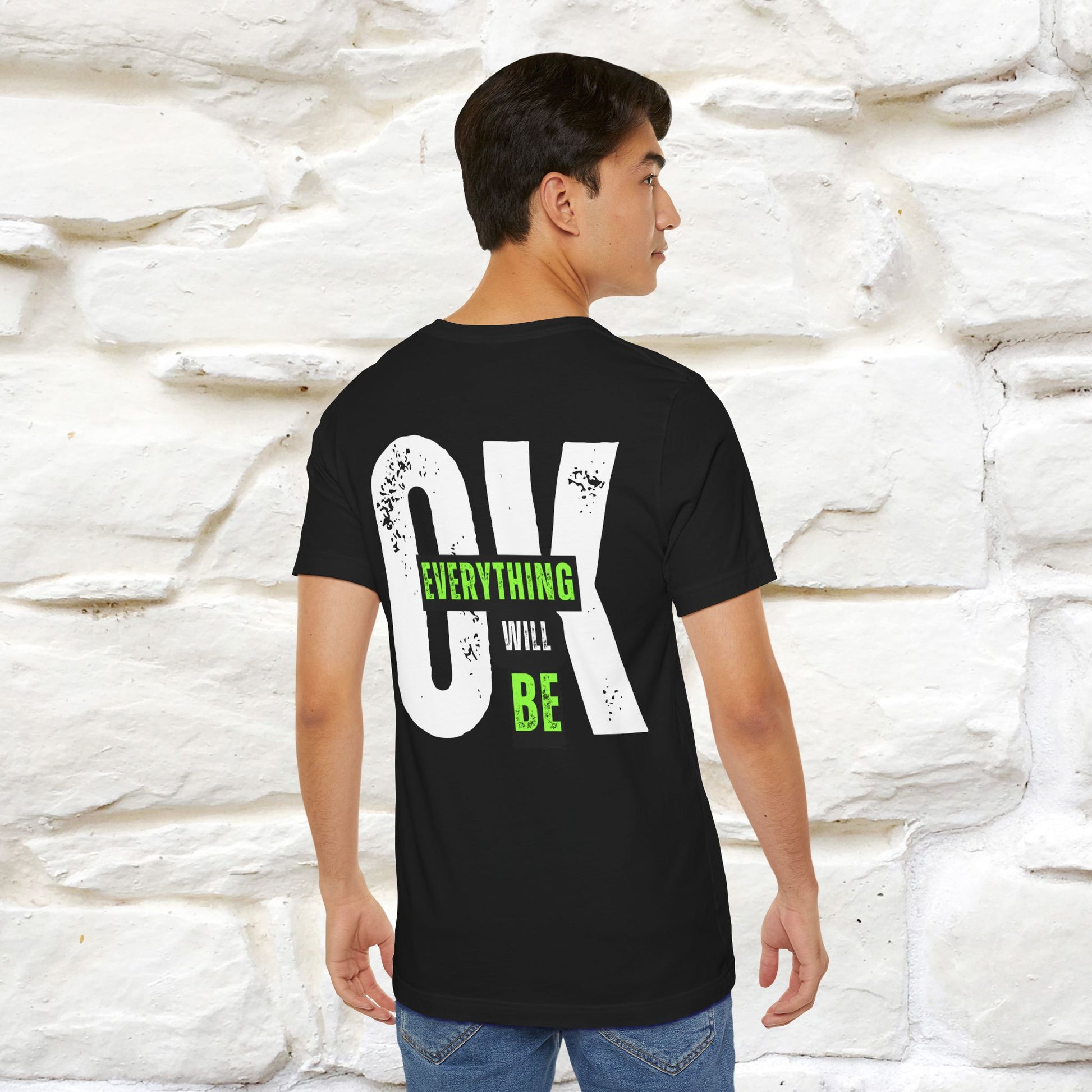 ''Everything Will Be Ok '' Cat T-Shirt Front and Back Design | Nunu&Miao Studio - Nunu&Miao Studio