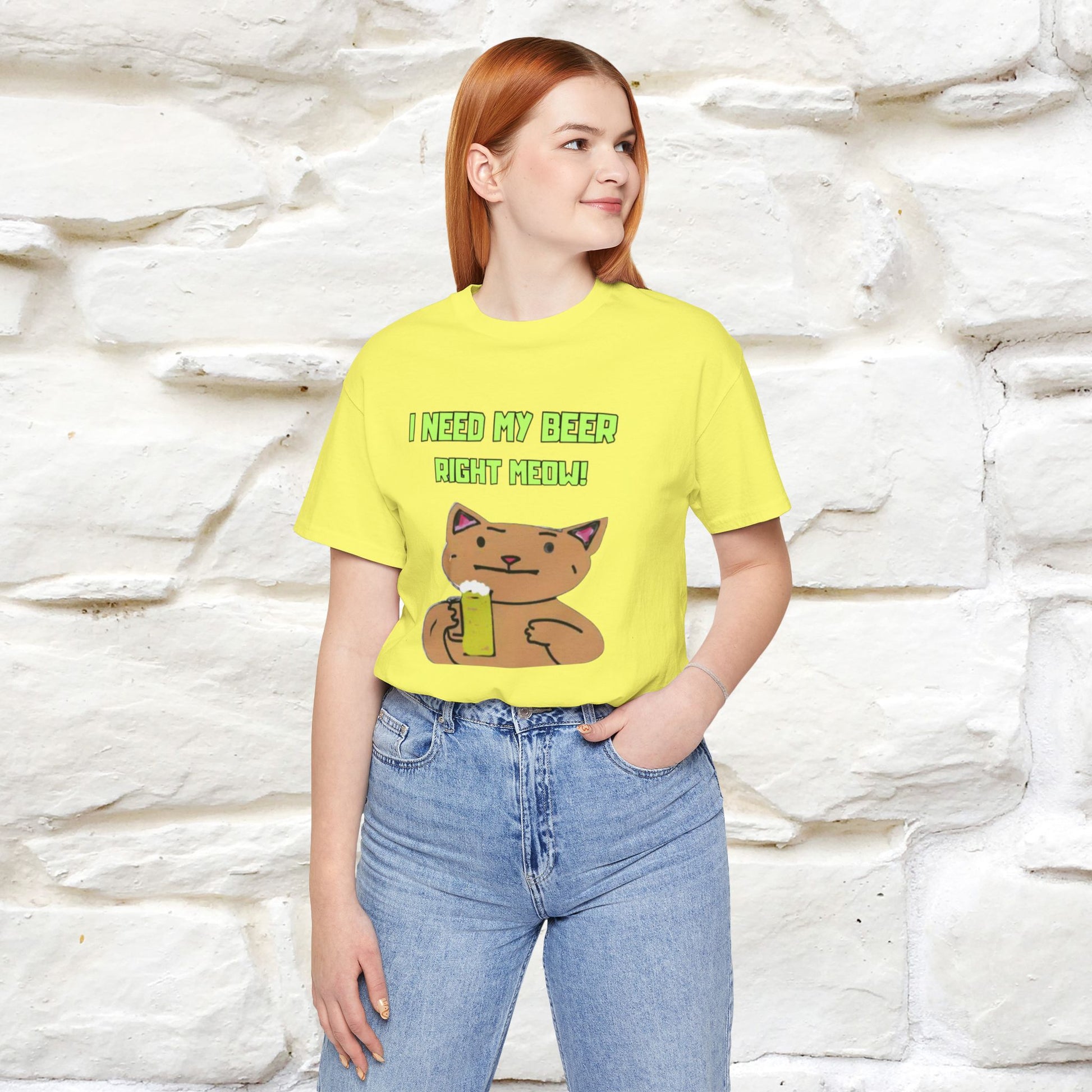"I Need My Beer Right Meow!" Cat  T-shirt |Nunu&Miao Studio - Nunu&Miao Studio