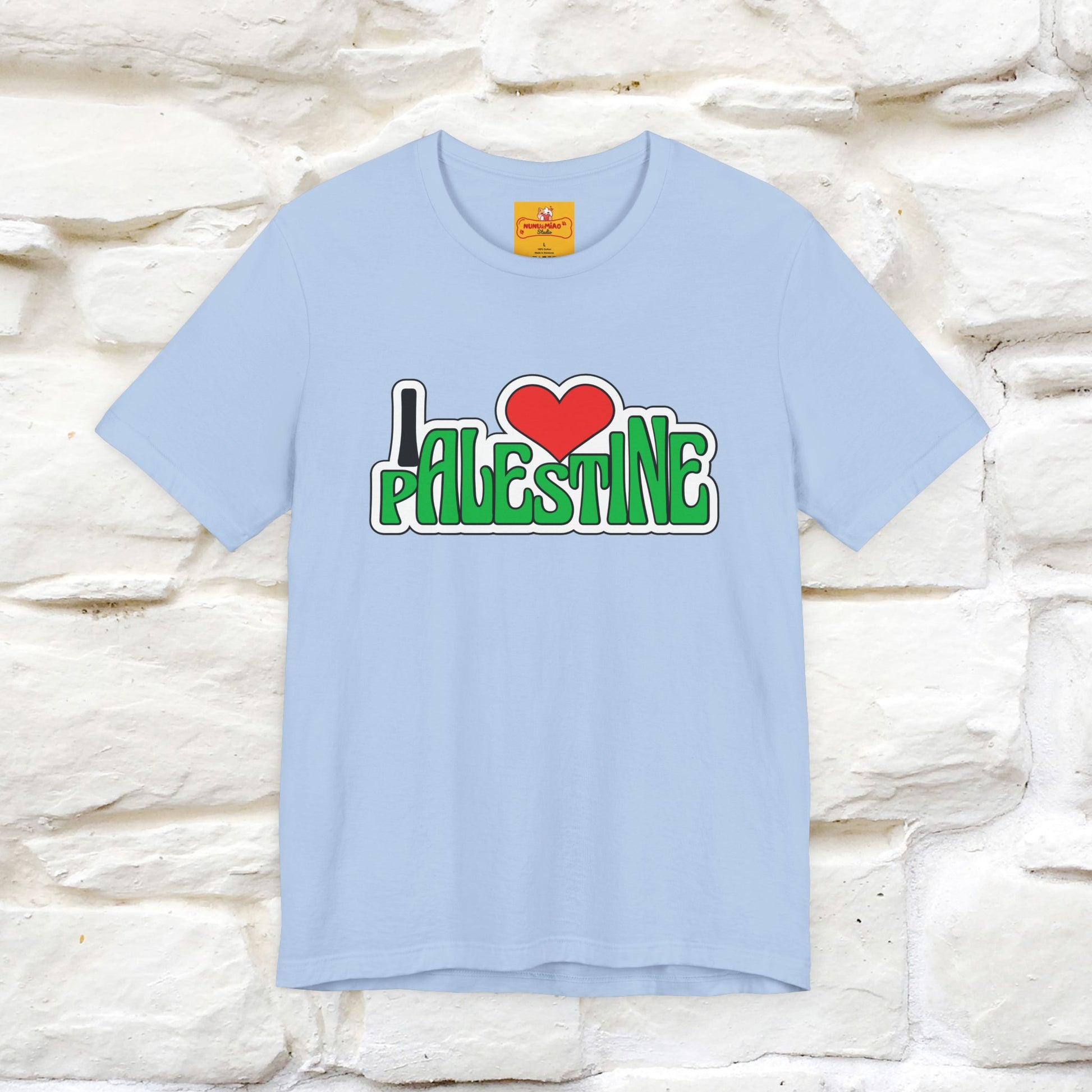 "I Love Palestine" Cat T-shirt | Front & Back Design |Nunu&Miao Studio - Nunu&Miao Studio