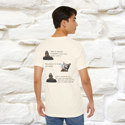 ''911 Emergency'' | Front & Back Design | Cat T-Shirt | Nunu&Miao Studio - Nunu&Miao Studio