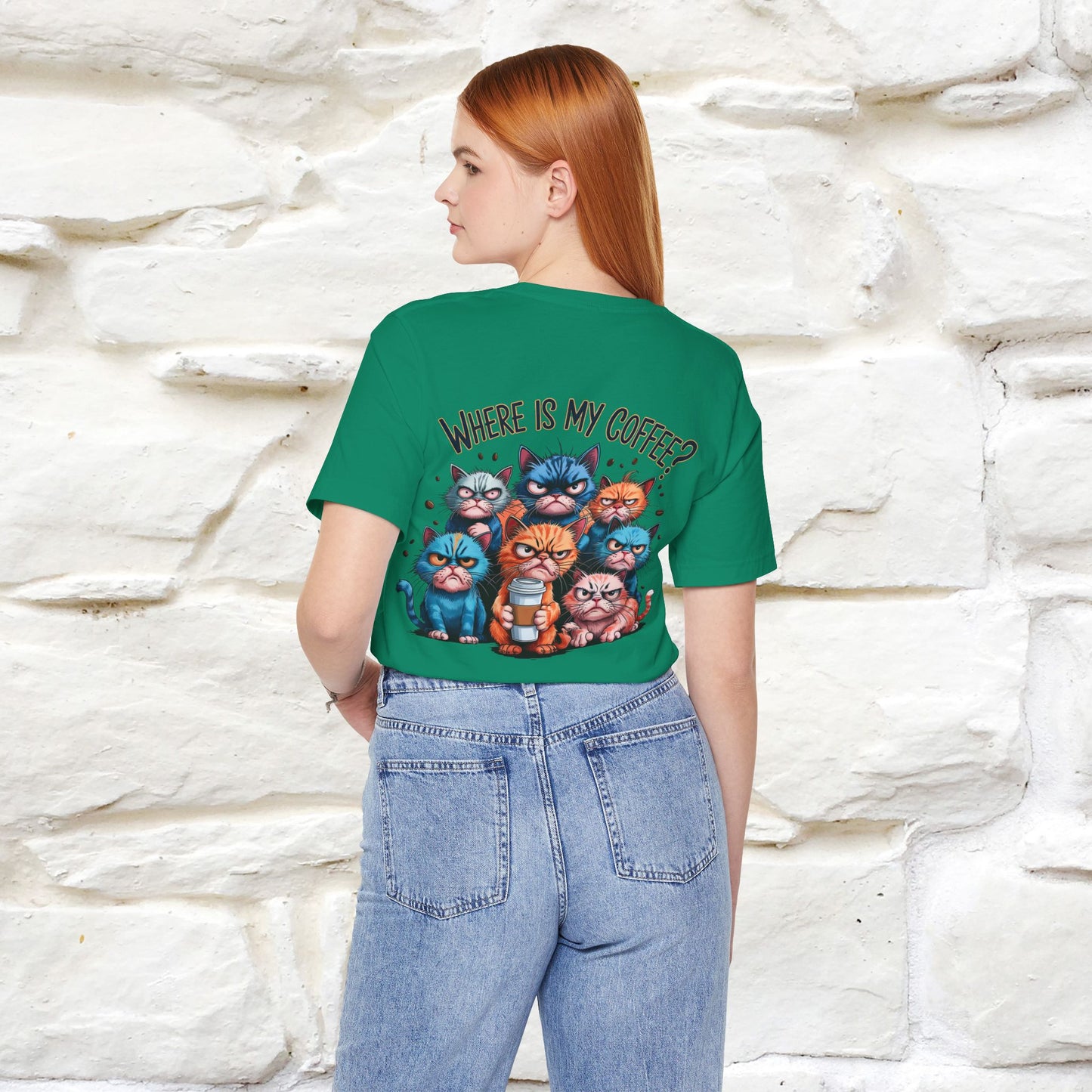 "Where Is My Coffe?" Cat T-Shirt | Front & Back Design | Nunu&Miao Studio