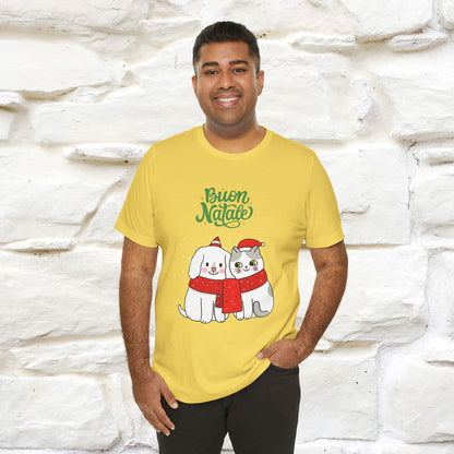 ''Buon Natale Cat and Dog'' Christmas T-shirt  | Nunu&Miao Studio - Nunu&Miao Studio