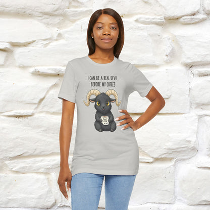 "I Can Be a Real Devil Before My Coffe" Funny T-shirt |Nunu&Miao Studio - Nunu&Miao Studio