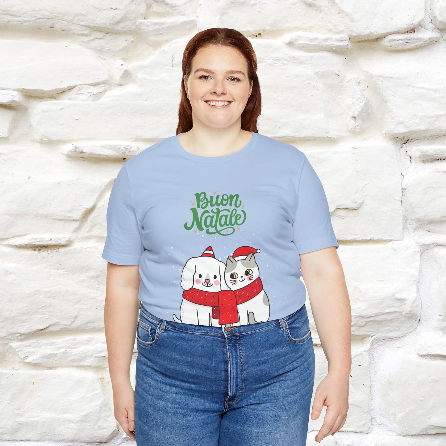 ''Buon Natale Cat and Dog'' Christmas T-shirt  | Nunu&Miao Studio - Nunu&Miao Studio
