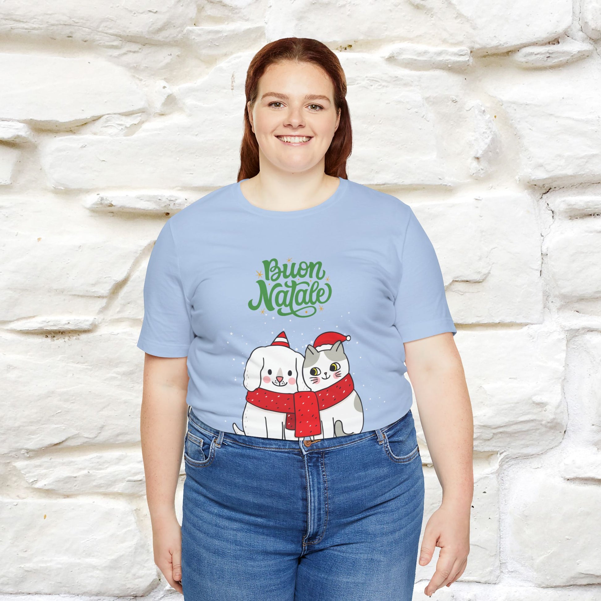 ''Buon Natale Cat and Dog'' Christmas T-shirt  | Nunu&Miao Studio - Nunu&Miao Studio