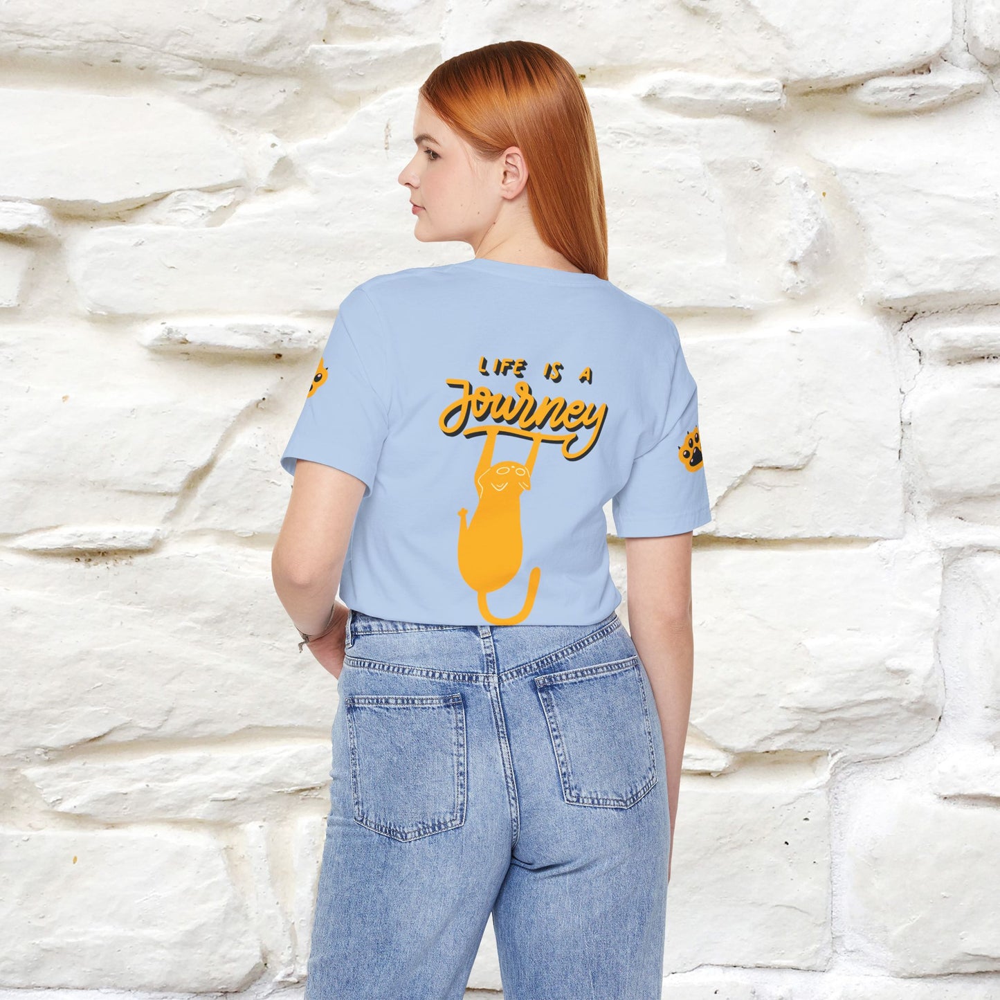 "Life Is A Journey'' Cat T-Shirt | Front & Back Design | Nunu&Miao Studio - Nunu&Miao Studio