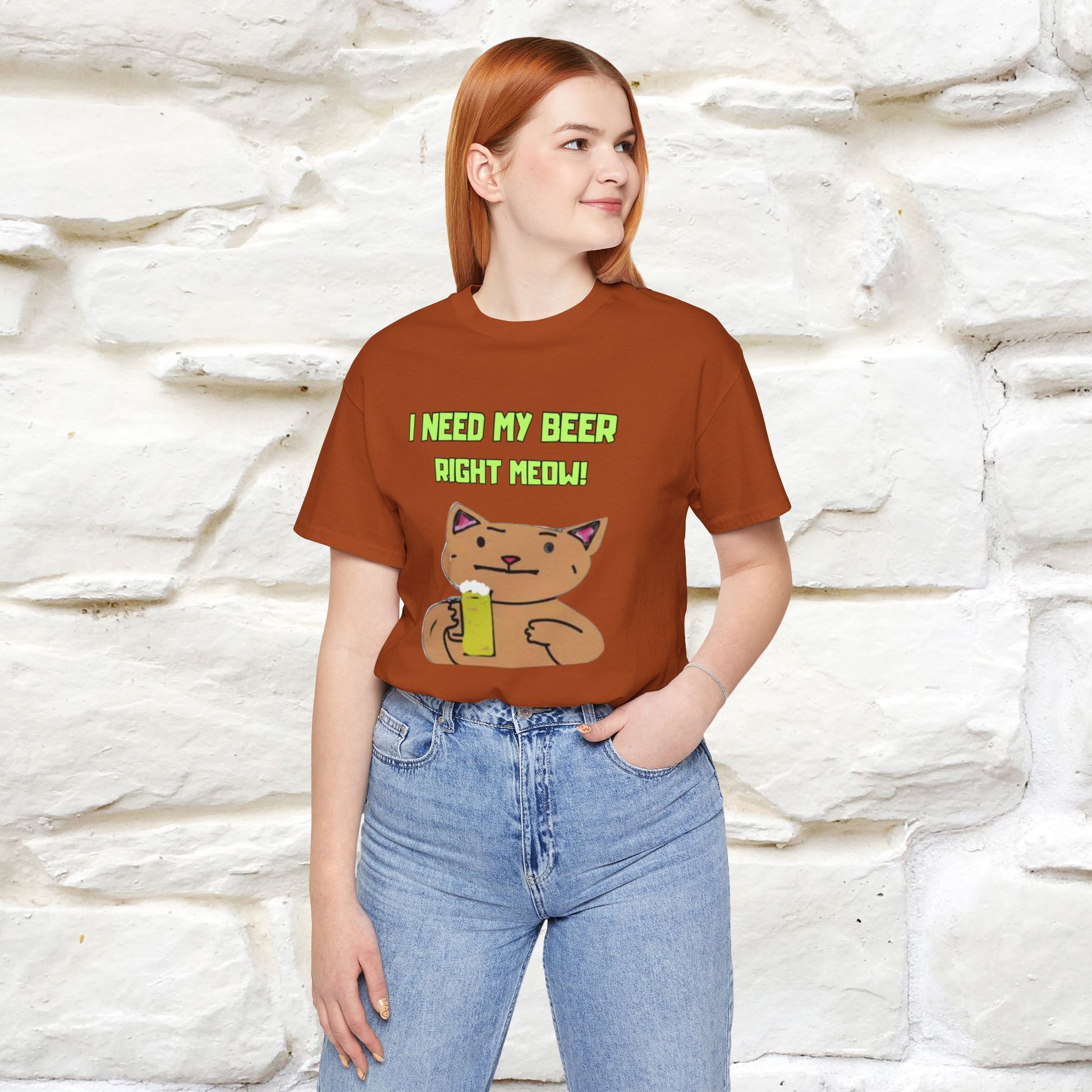 "I Need My Beer Right Meow!" Cat  T-shirt |Nunu&Miao Studio - Nunu&Miao Studio