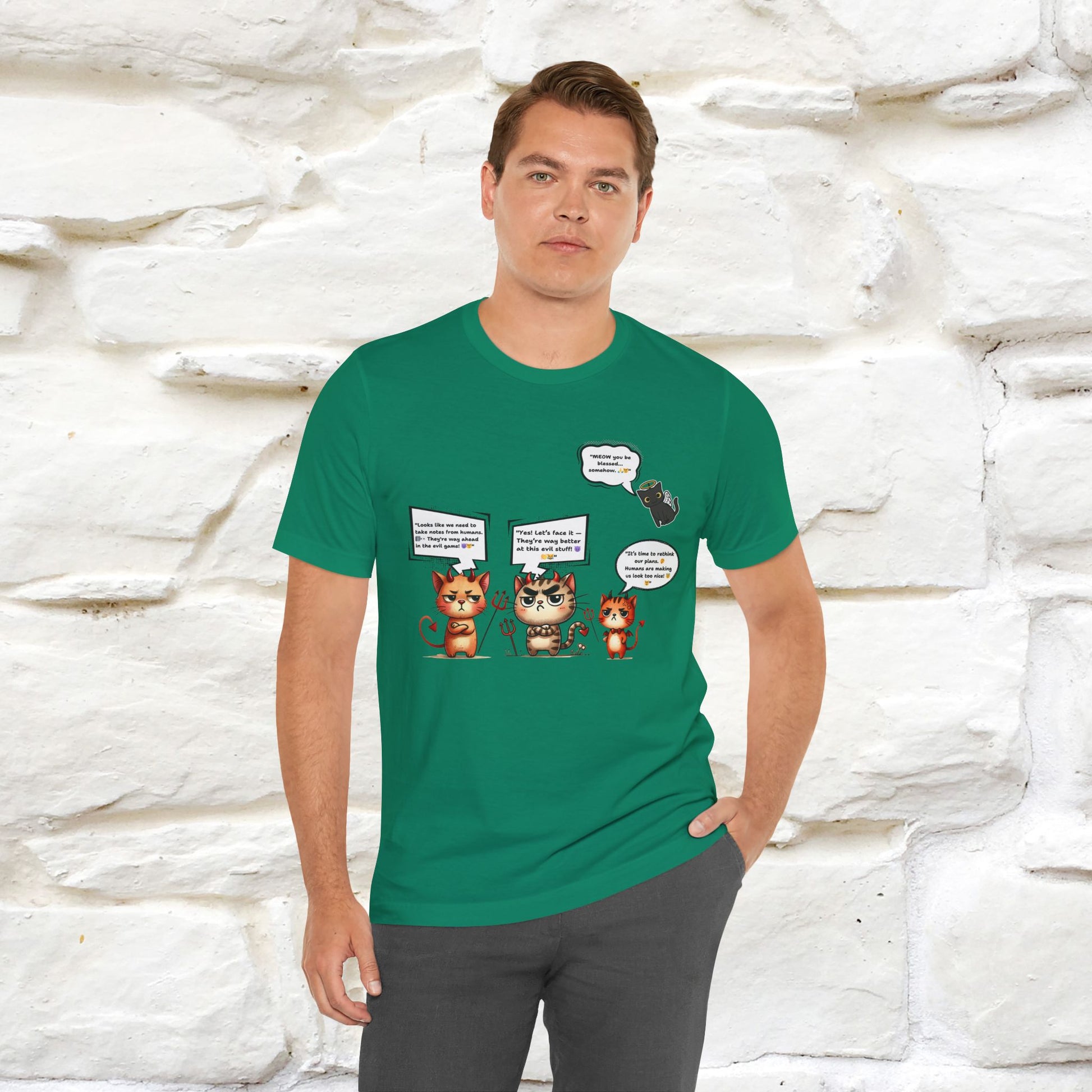 "Humans Are Way Ahead In The Evil Game! 😈😼" Cat  T-shirt |Nunu&Miao Studio - Nunu&Miao Studio