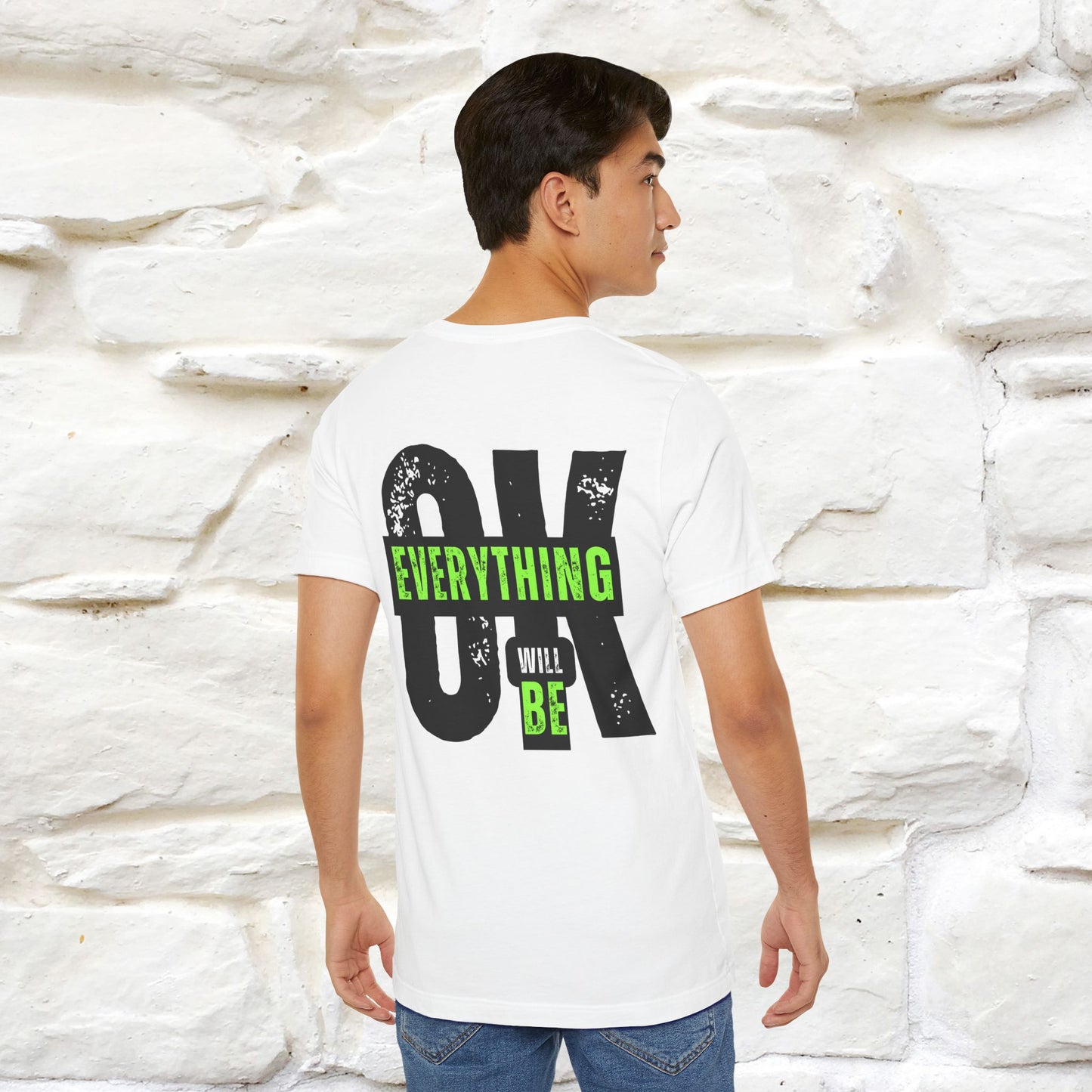 ''Everything Will Be Ok '' Cat T-Shirt Front and Back Design | Nunu&Miao Studio - Nunu&Miao Studio
