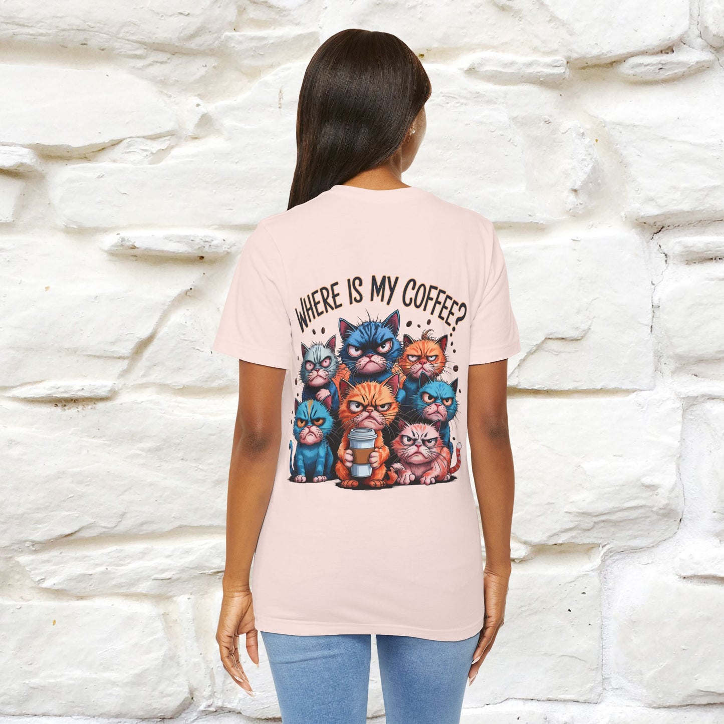 "Where Is My Coffe?" Cat T-Shirt | Front & Back Design | Nunu&Miao Studio