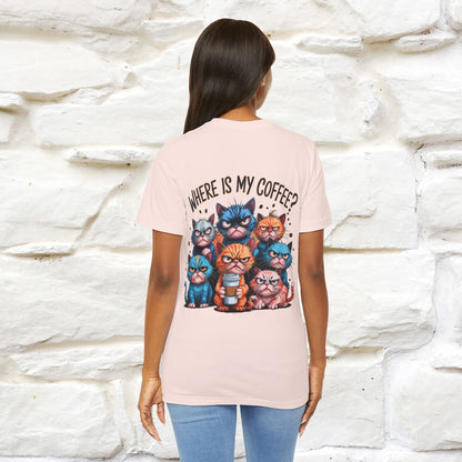 "Where Is My Coffe?" Cat T-Shirt | Front & Back Design | Nunu&Miao Studio
