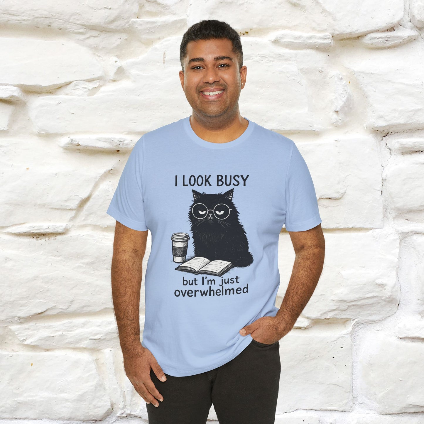 "I Look Busy But I'm Just Overwhelmed" |Cat T-Shirt | Nunu&Miao Studio - Nunu&Miao Studio