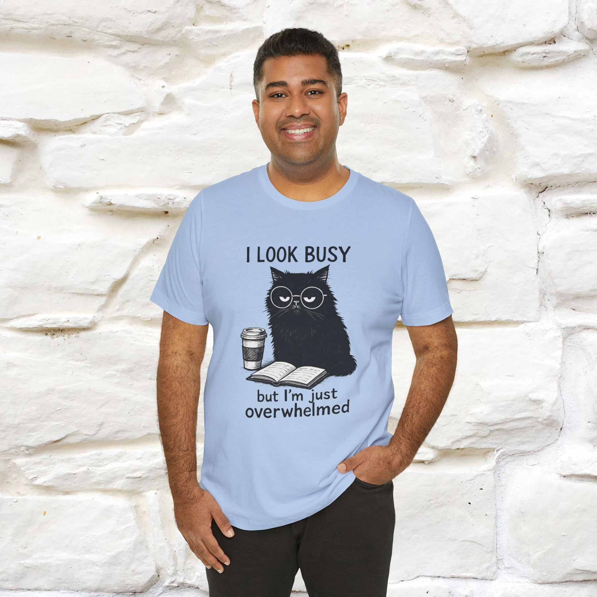 "I Look Busy But I'm Just Overwhelmed" |Cat T-Shirt | Nunu&Miao Studio - Nunu&Miao Studio