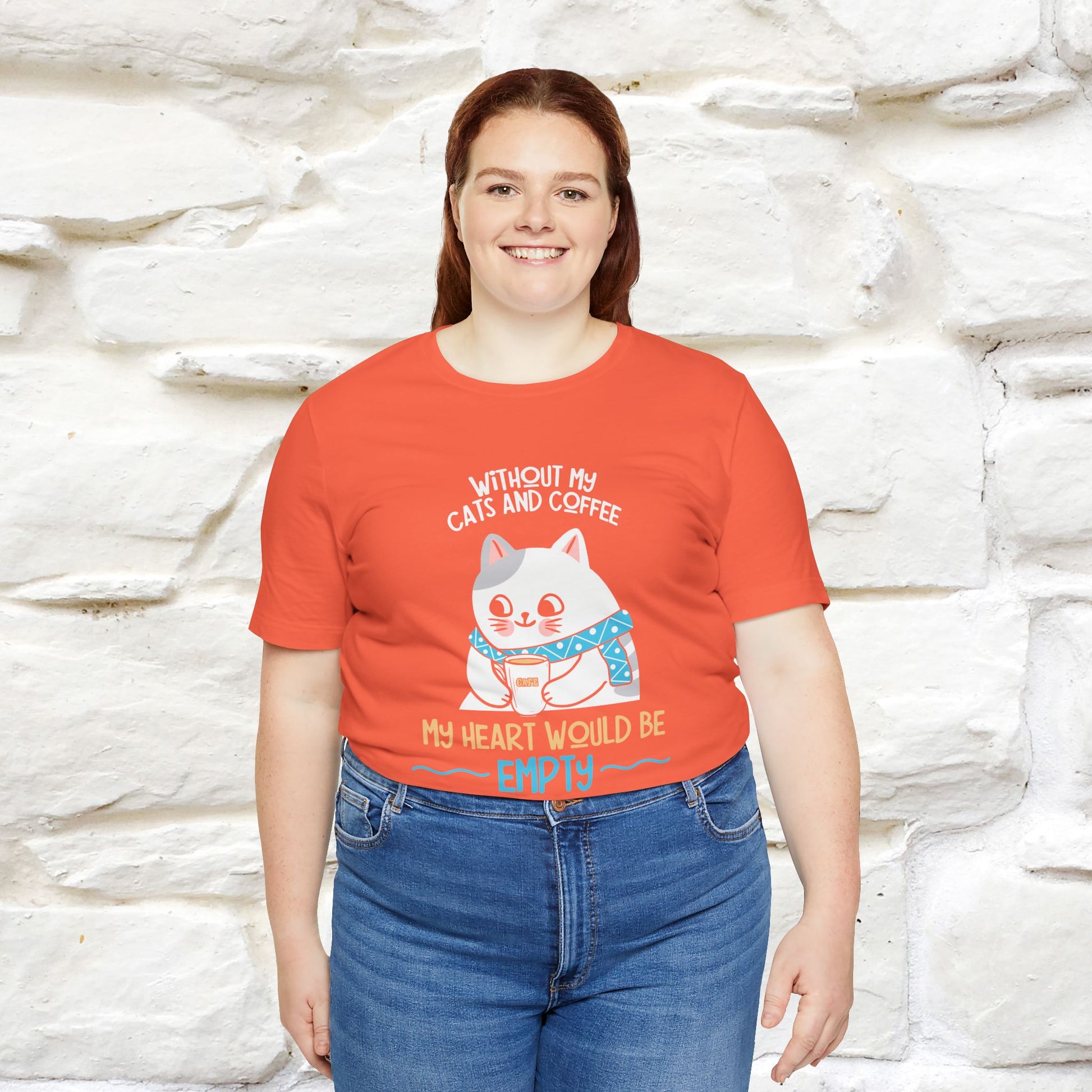 "Without My Cats and Coffee, My Heart Would Be Empty" Cat T-shirt | Nunu&Miao Studio - Nunu&Miao Studio