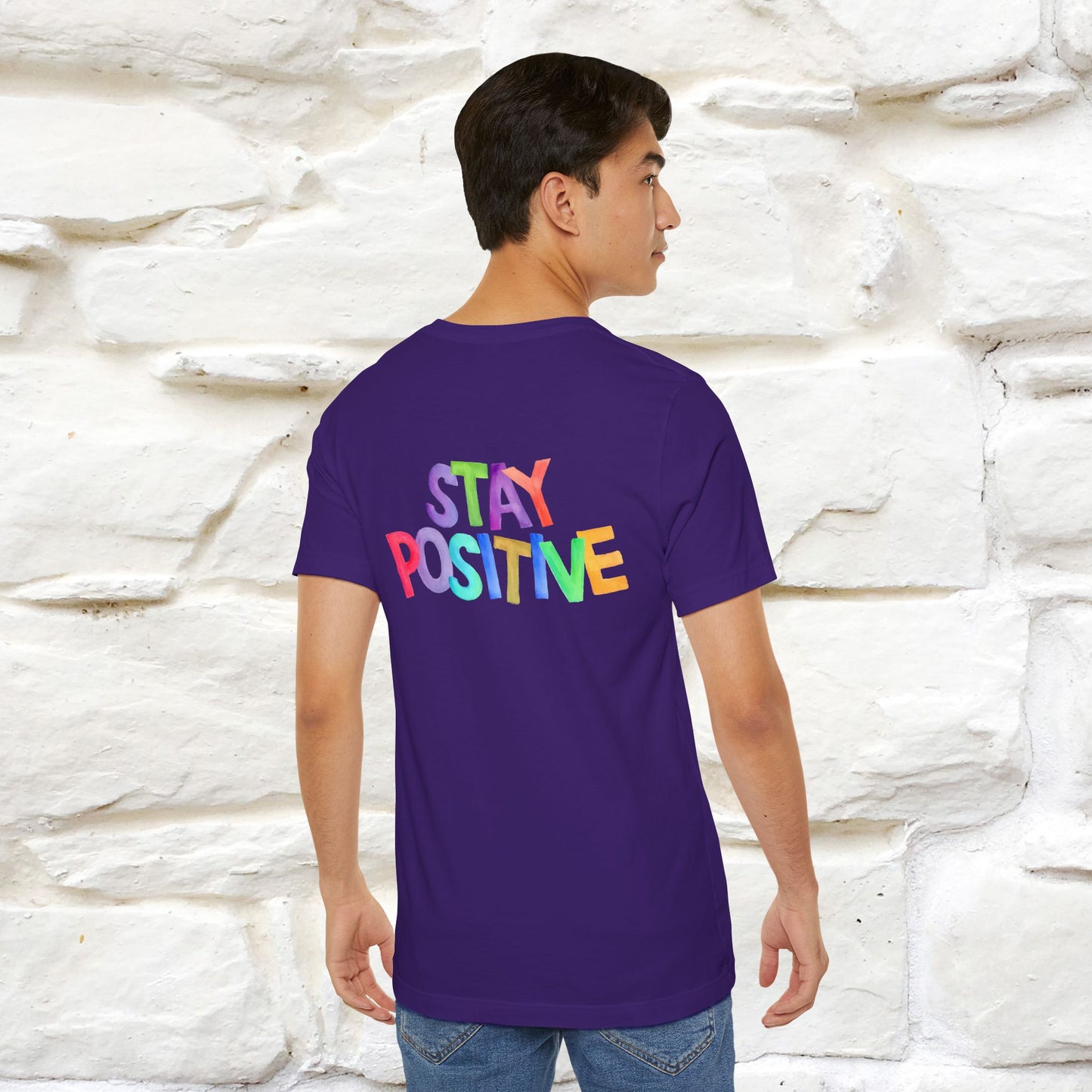 "Stay Positive'' Cat T-Shirt | Front & Back Design | Nunu&Miao Studio - Nunu&Miao Studio