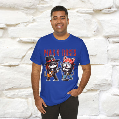 Paws N' Roses T-Shirt | Rock-Inspired Cat Lover  | Nunu&Miao Studio - Nunu&Miao Studio