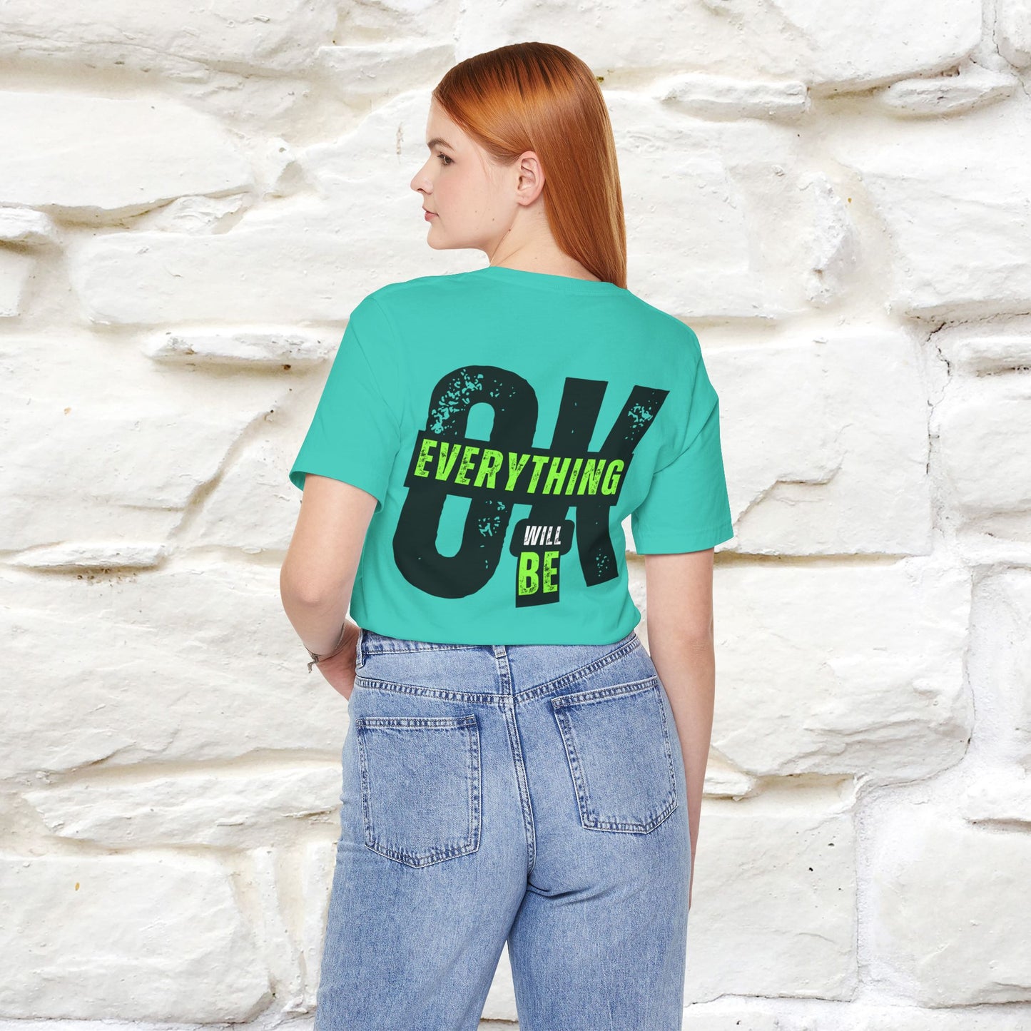 ''Everything Will Be Ok '' Cat T-Shirt Front and Back Design | Nunu&Miao Studio - Nunu&Miao Studio