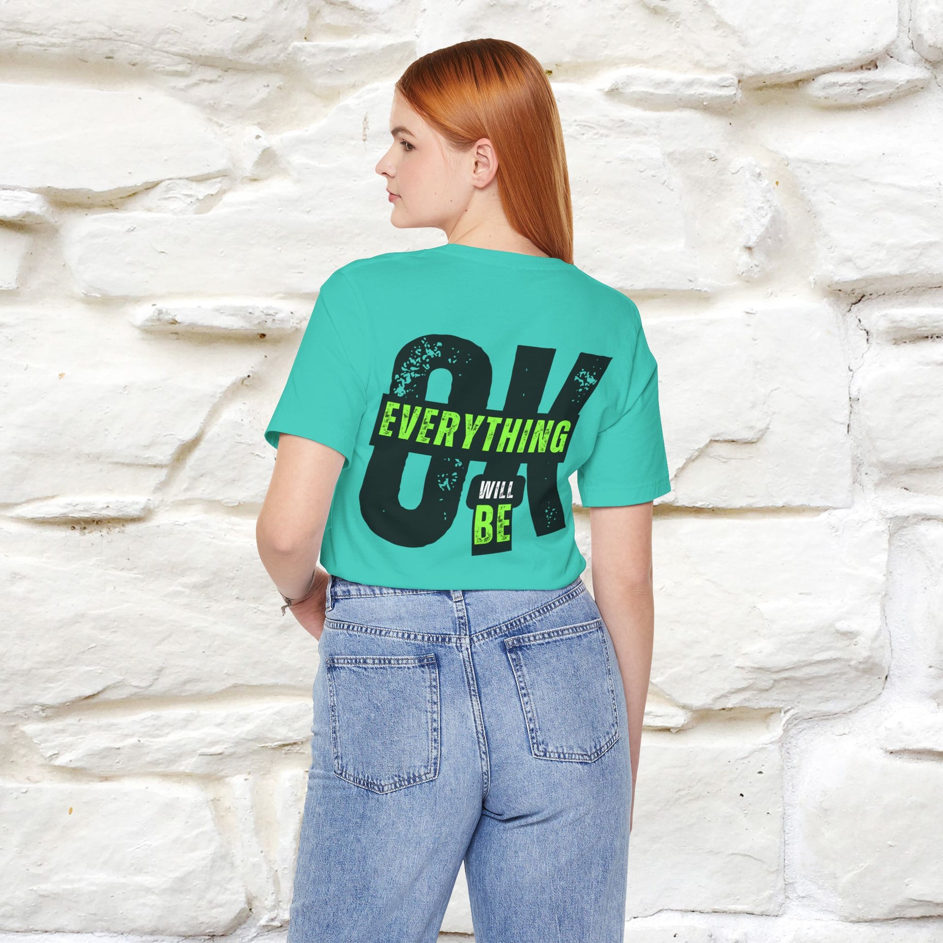 ''Everything Will Be Ok '' Cat T-Shirt Front and Back Design | Nunu&Miao Studio - Nunu&Miao Studio