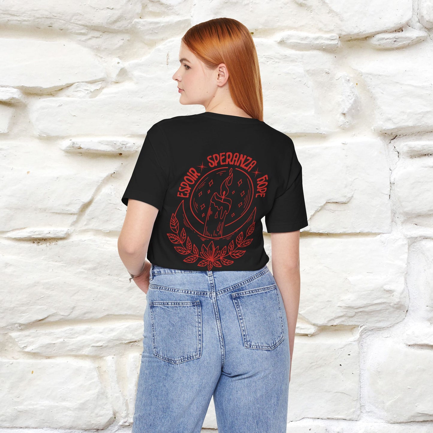 "Espoir Speranza Hope'' Cat T-Shirt Front and Back Design | Nunu&Miao Studio - Nunu&Miao Studio