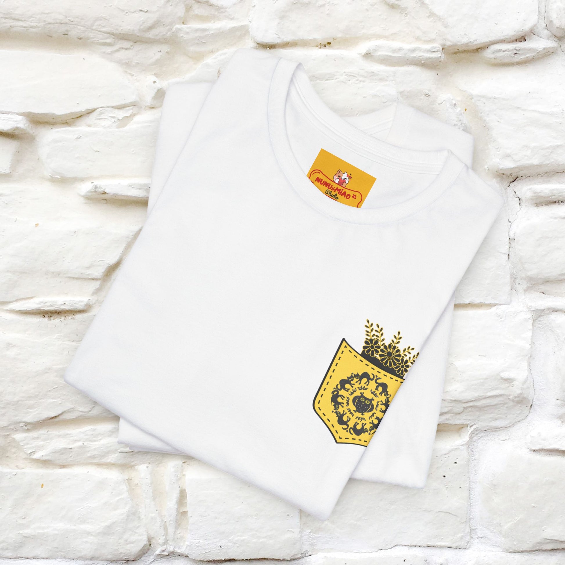 ''Black Cat Circle'' Cat T-Shirt Front and Back Design | Nunu&Miao Studio - Nunu&Miao Studio