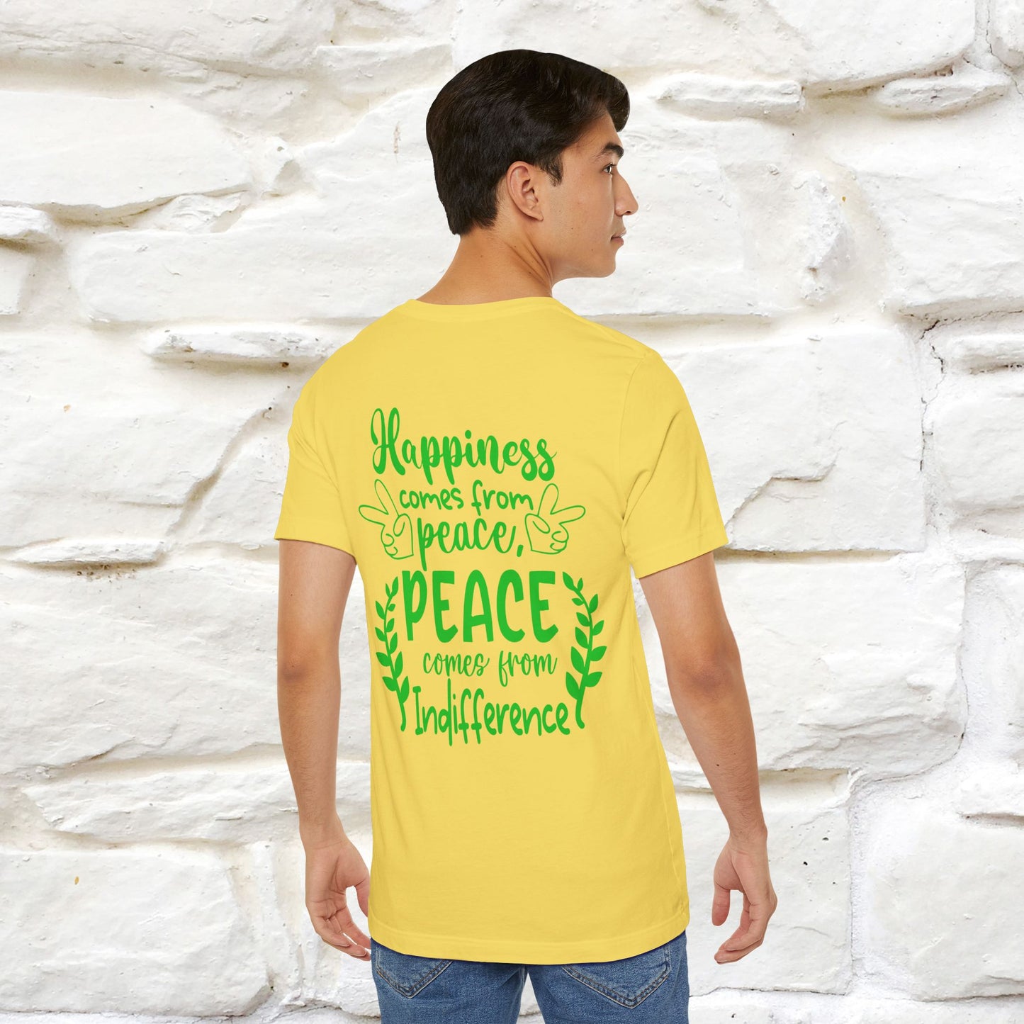 "Happiness Comes From Peace, Peace Comes From Indifference" Cat T-Shirt| Front & Back Design | Nunu&Miao Studio - Nunu&Miao Studio