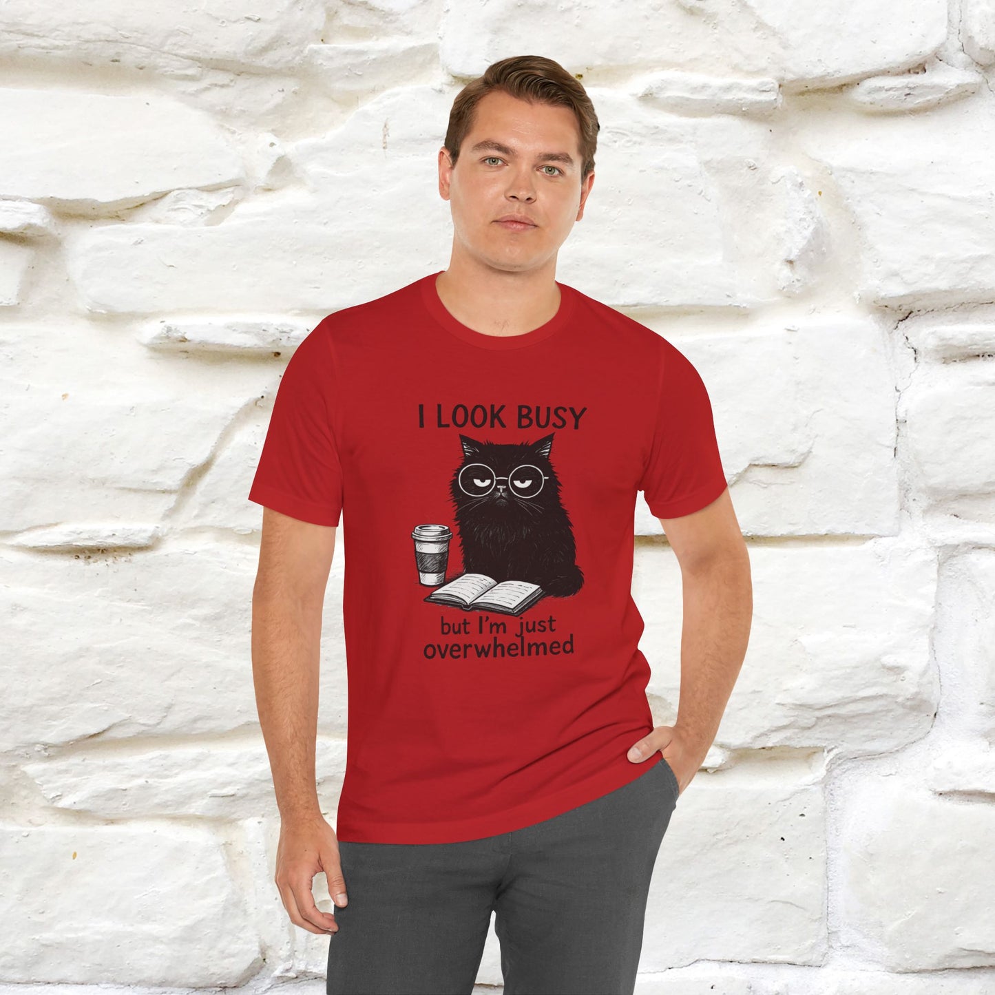 "I Look Busy But I'm Just Overwhelmed" |Cat T-Shirt | Nunu&Miao Studio - Nunu&Miao Studio