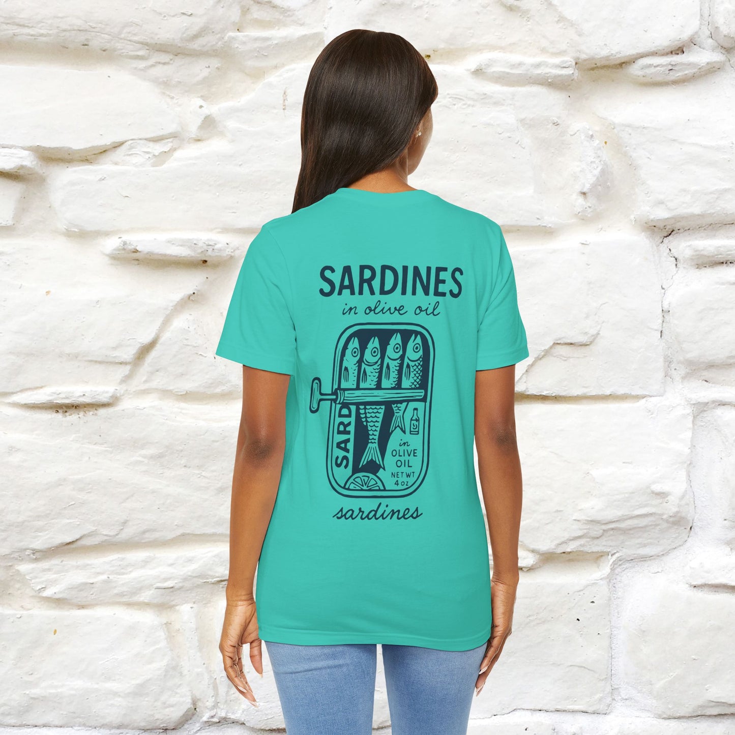 "Sardines In Olive Oil" Cute T-shirt | Front & Back Design|Nunu&Miao Studio - Nunu&Miao Studio