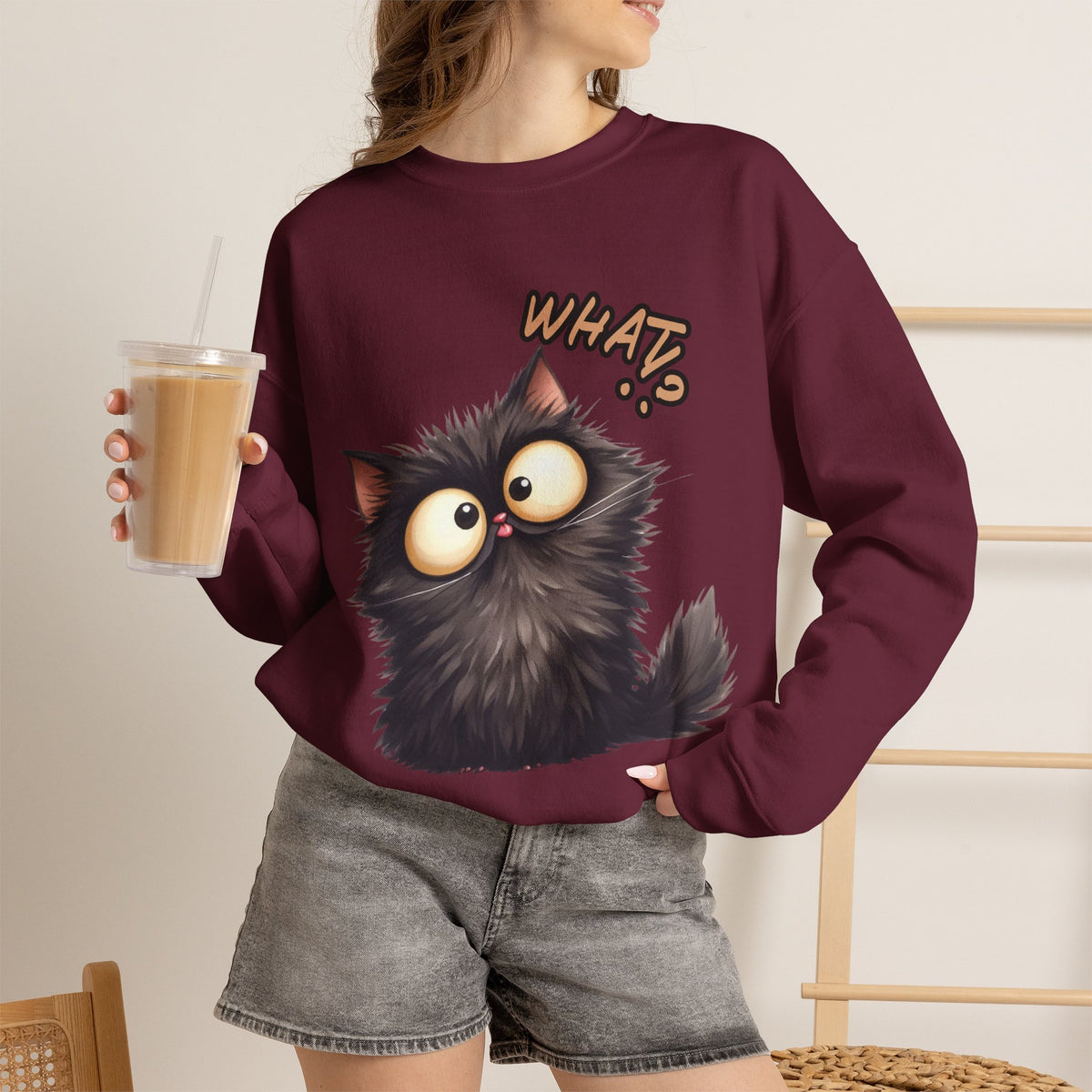"What'' |Cat Sweatshirt | Nunu&Miao Studio