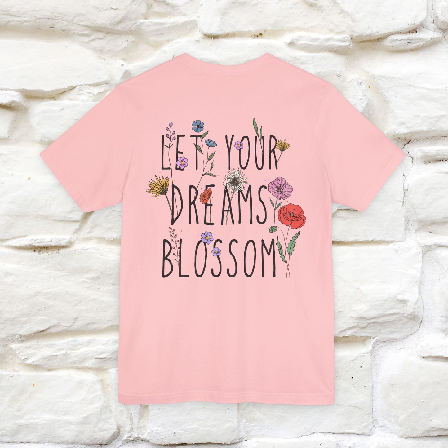 "Let Your Dreams Blossom'' Cat T-Shirt Front and Back Design | Nunu&Miao Studio - Nunu&Miao Studio